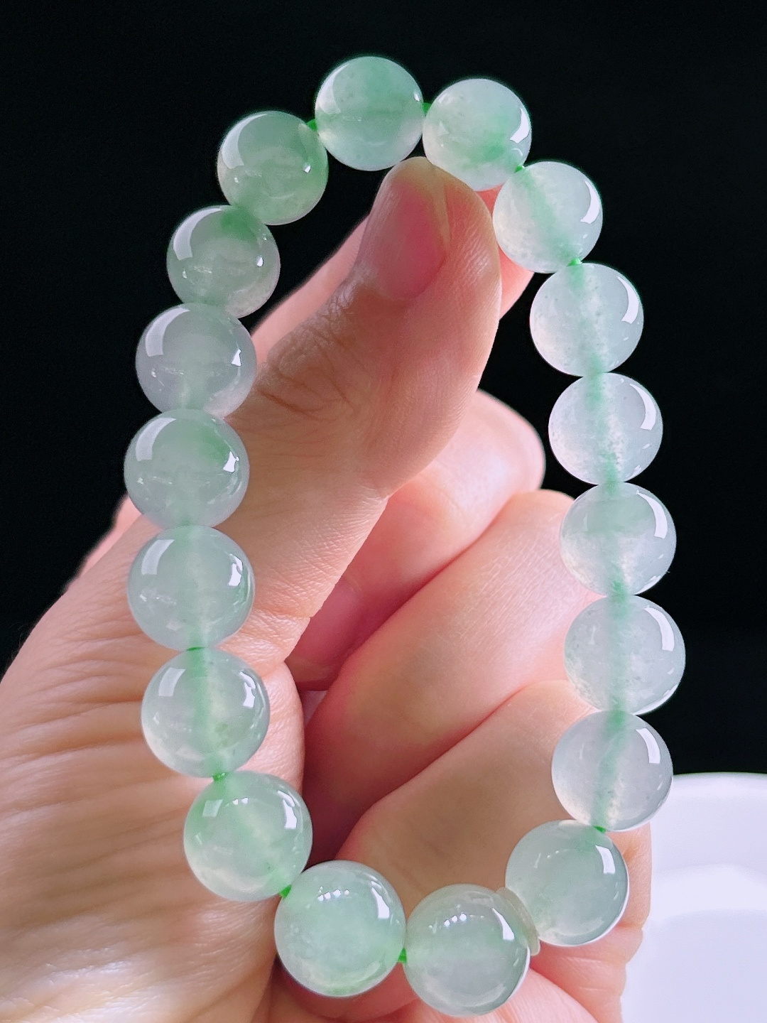 高冰手串，老种起光，细底通透，尺寸：11.3mm0828