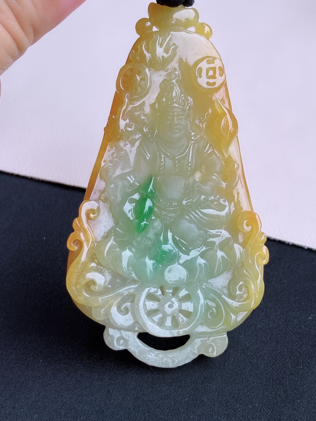 三彩黄财神，特色，尺寸73.8/43/7.8/自然光实拍