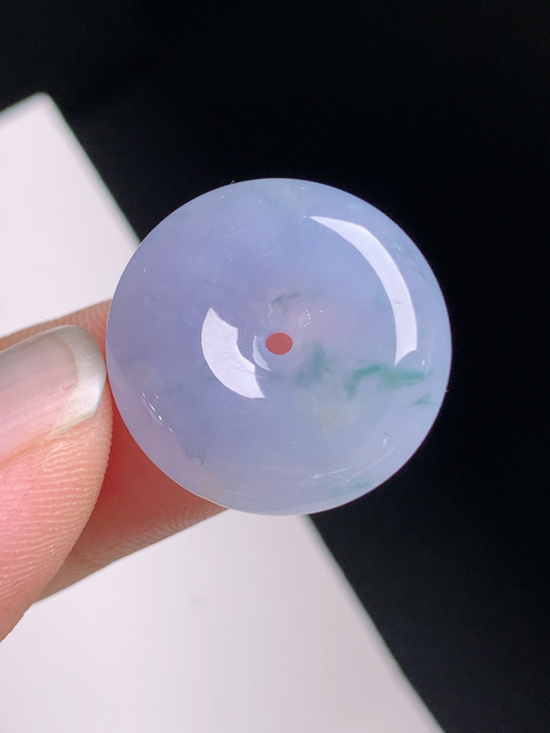 冰粉紫平安扣，玉质细腻，紫韵温婉，吉祥纳福，裸石19.9-5.8，18