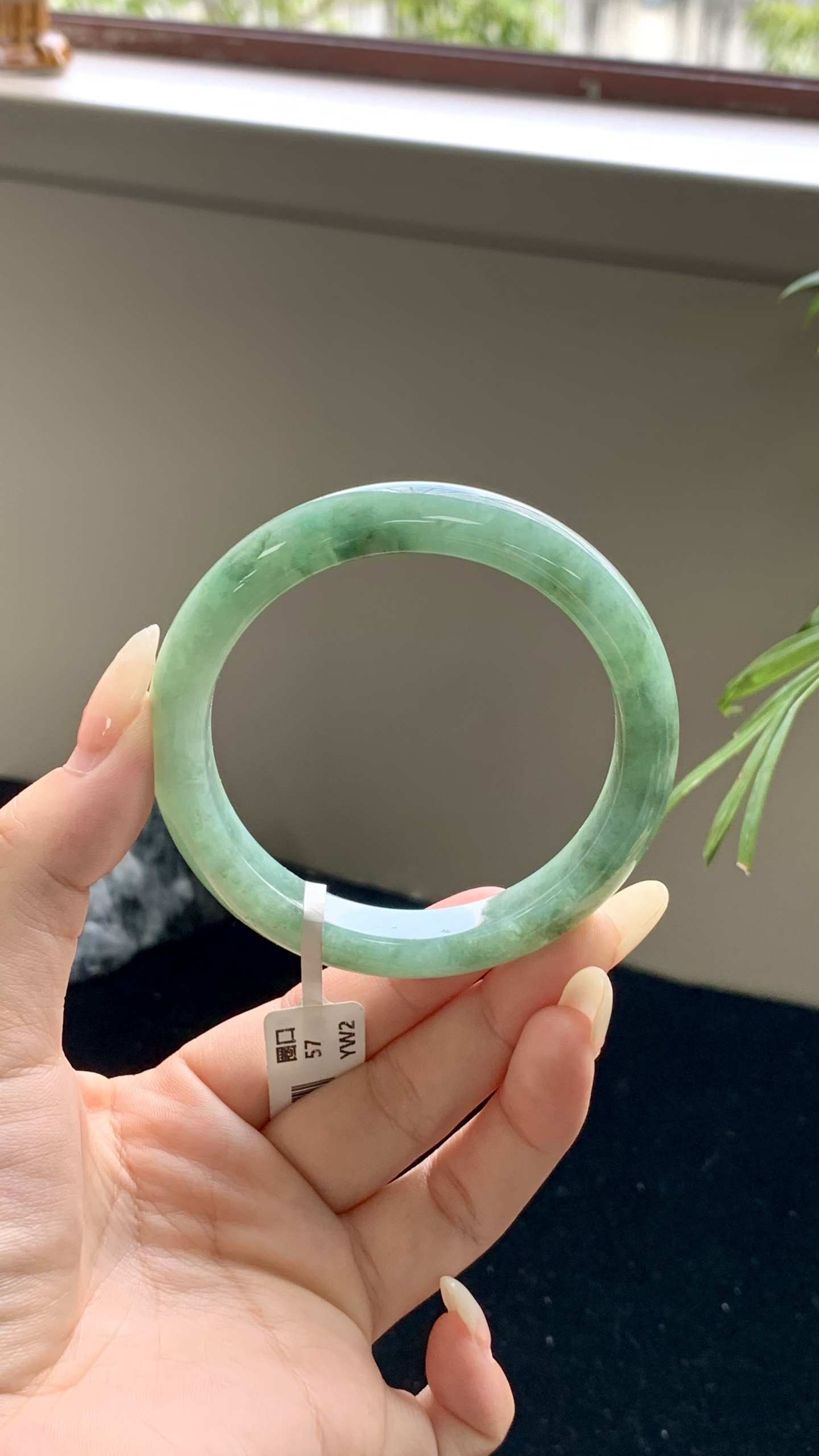 湖水绿飘花正圈成品 HYY-4177 尺寸：57-10.5-8