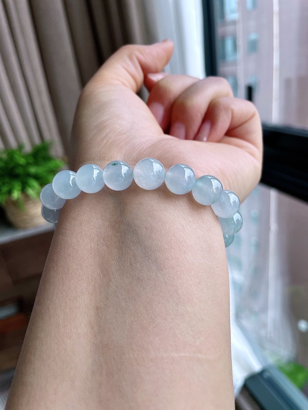 珠子冰飘花手串圆珠珠子手串,性比高,尺寸9.7mm,重量32.7克
