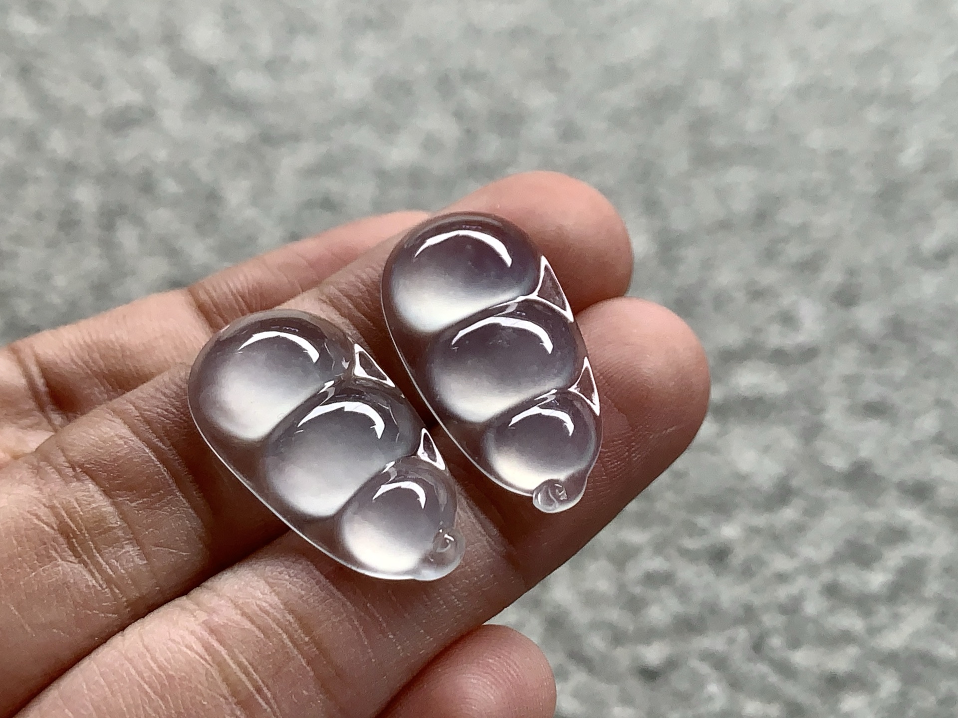 ️ 冰种福豆一对，尺寸：22.2×10.8×3.5/22.4×12×3.6