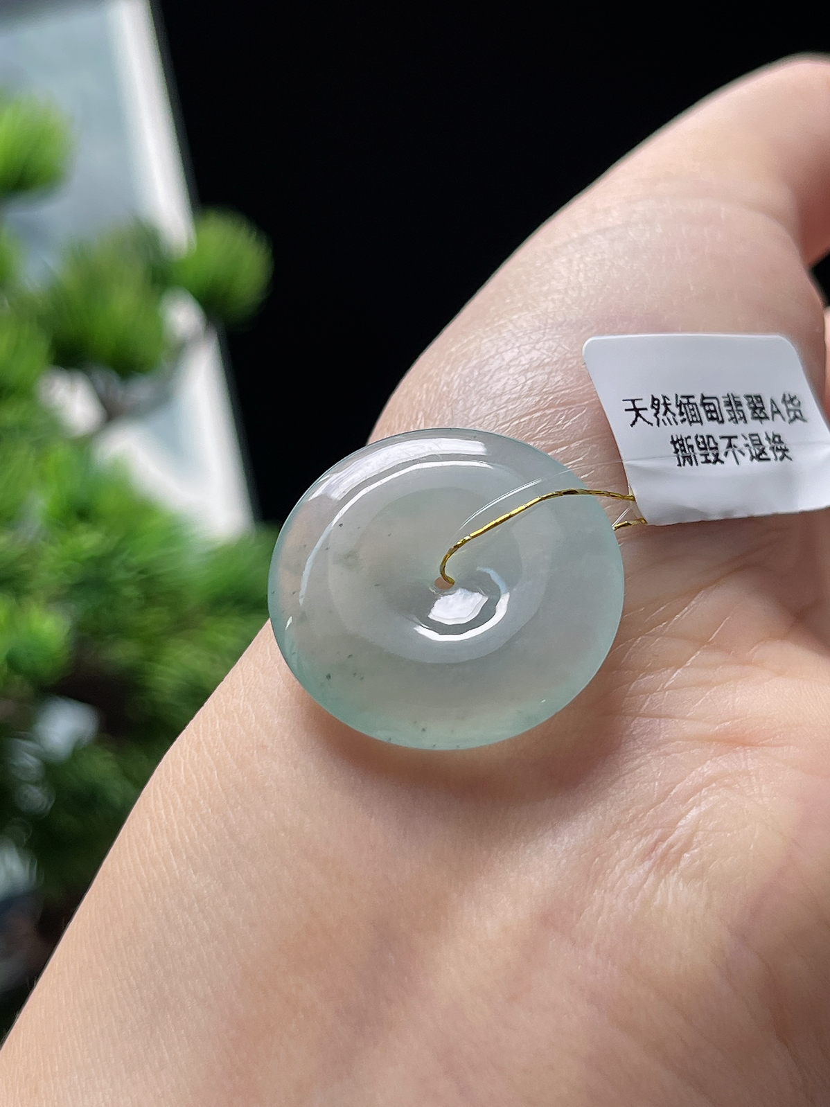 翡翠冰糯种淡绿色平安扣
