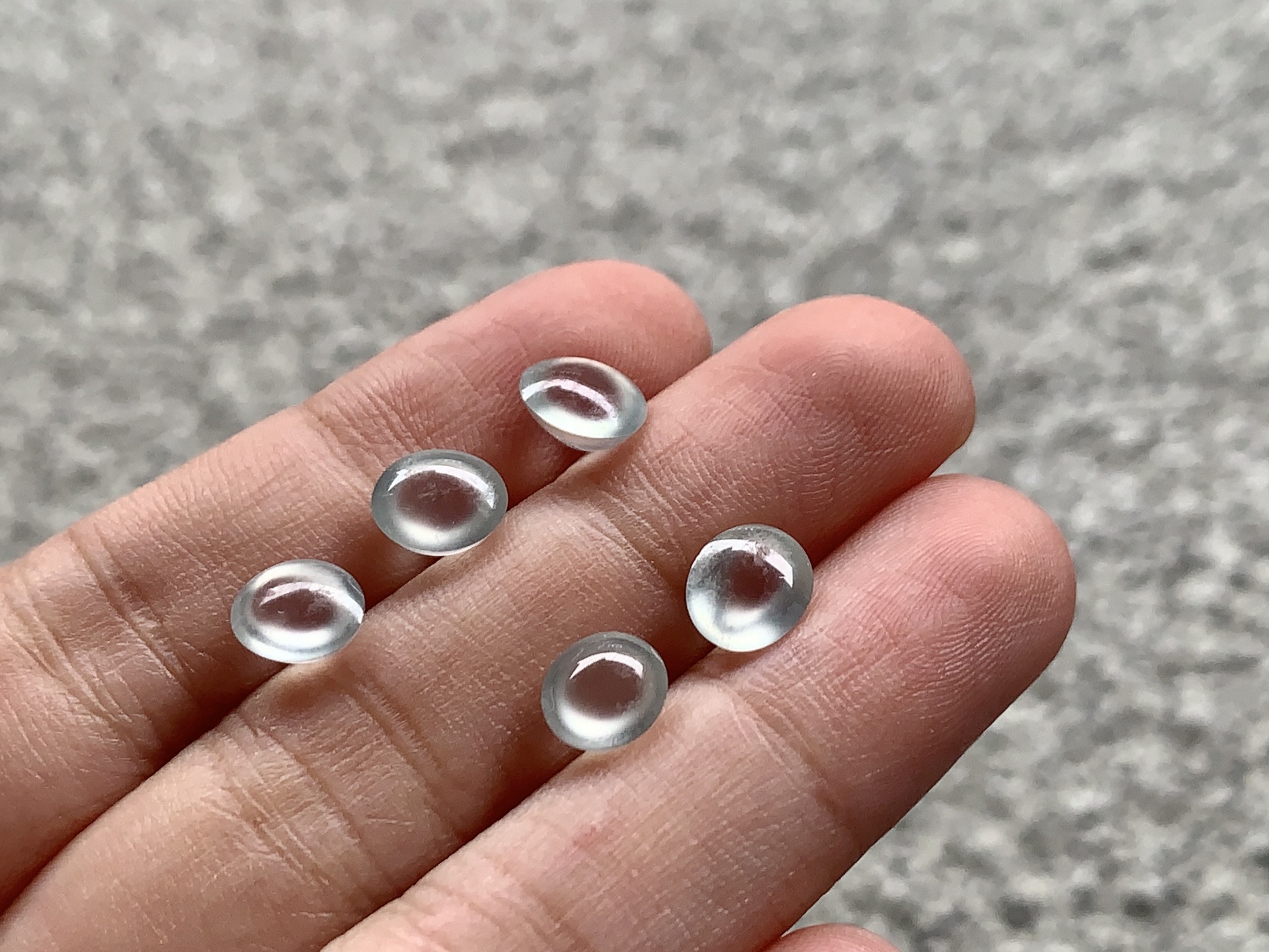 冰种蛋面一套，尺寸：6.5×5.7×3.8 / 6.2×5.6×3.8
