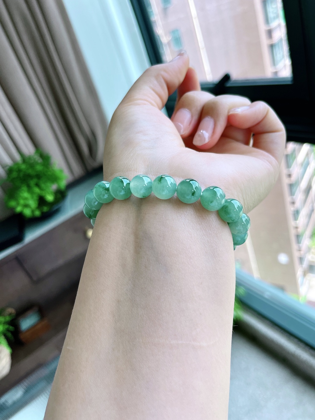 珠子冰飘花手串圆珠珠子手串,性比高