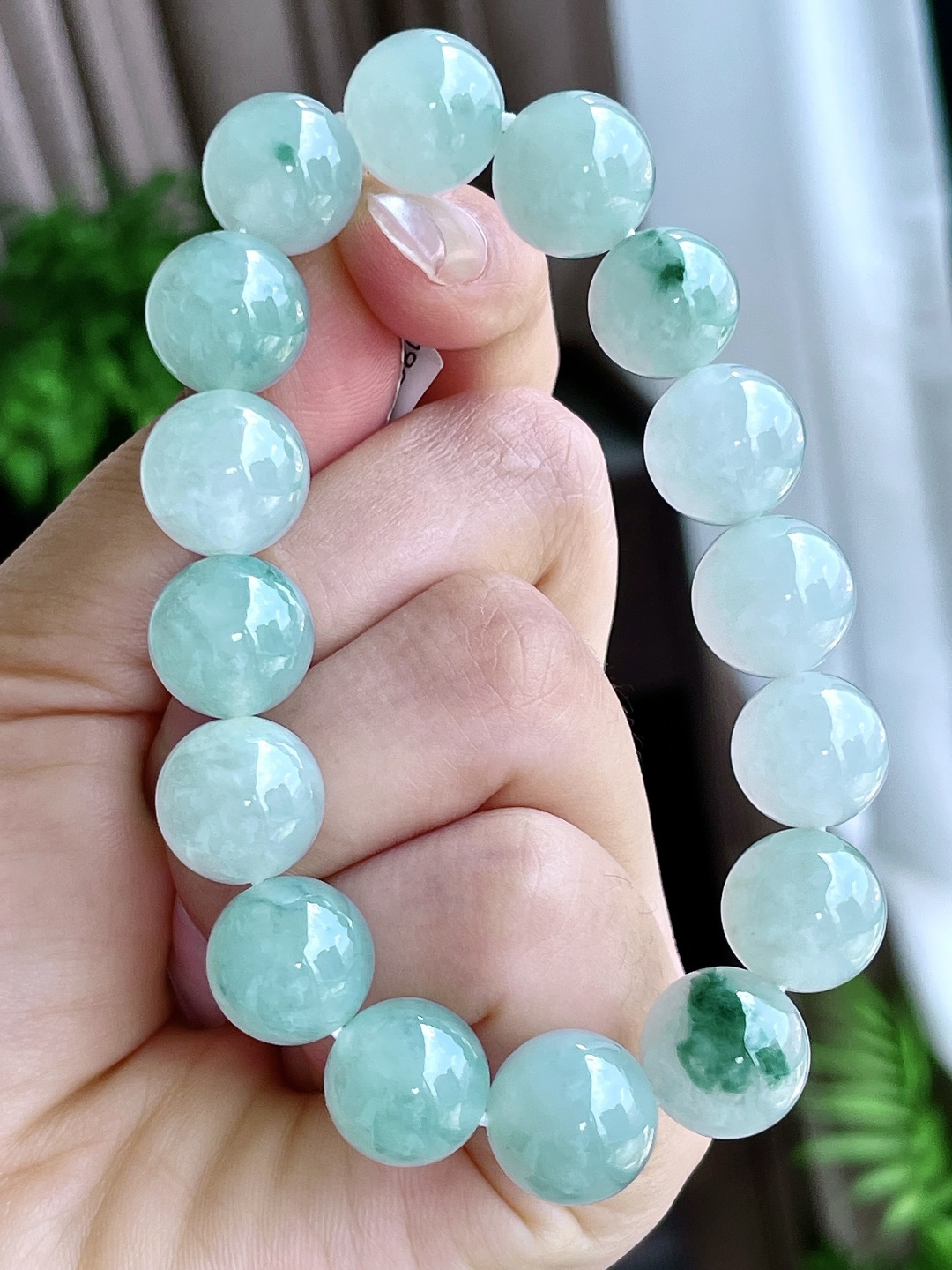 珠子冰飘花手串圆珠珠子手串,性比高,尺寸12.8mm,重量59.7克