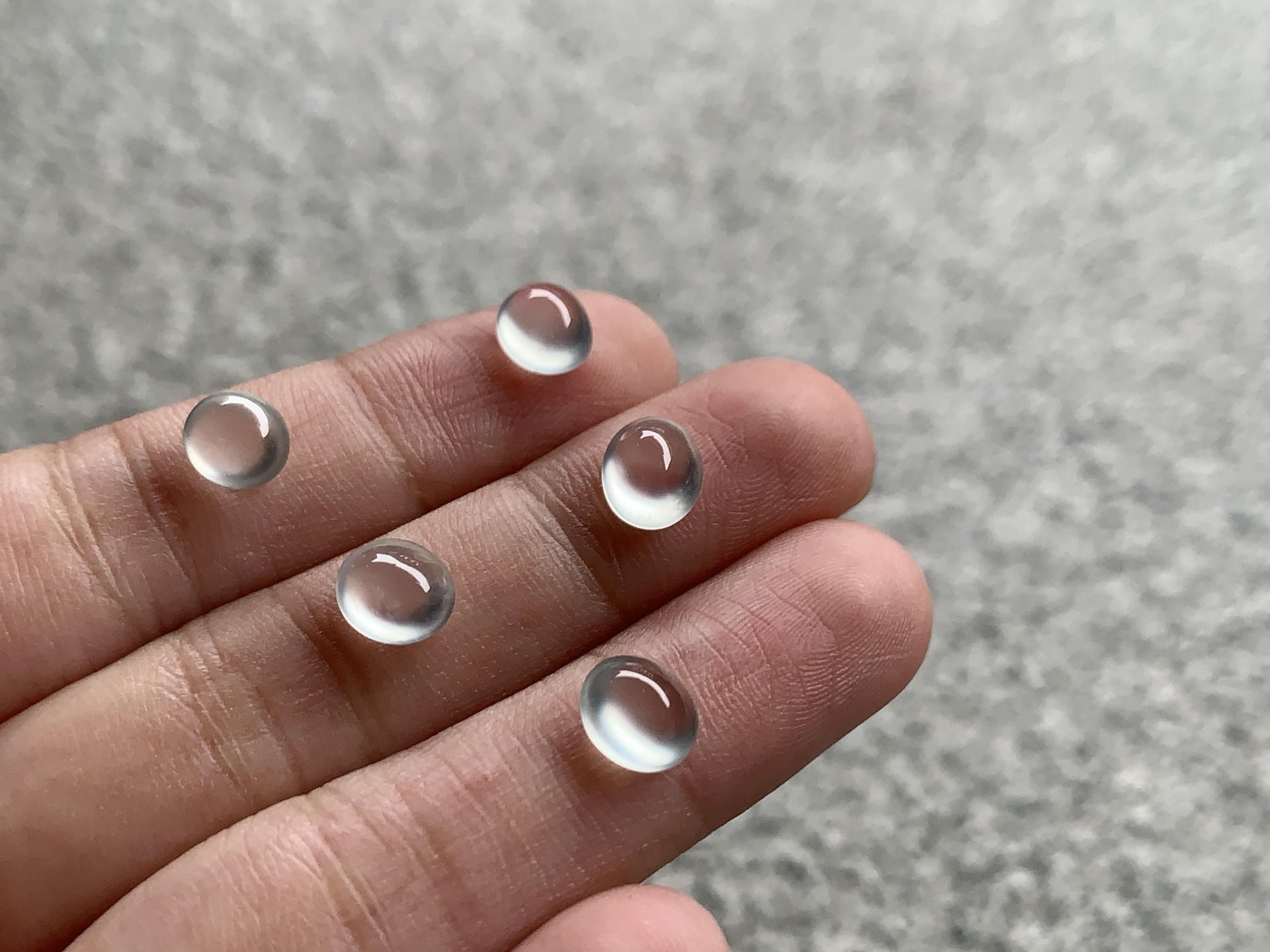 冰种蛋面一套，尺寸：6.5×5.7×3.8 / 6.2×5.6×3.8