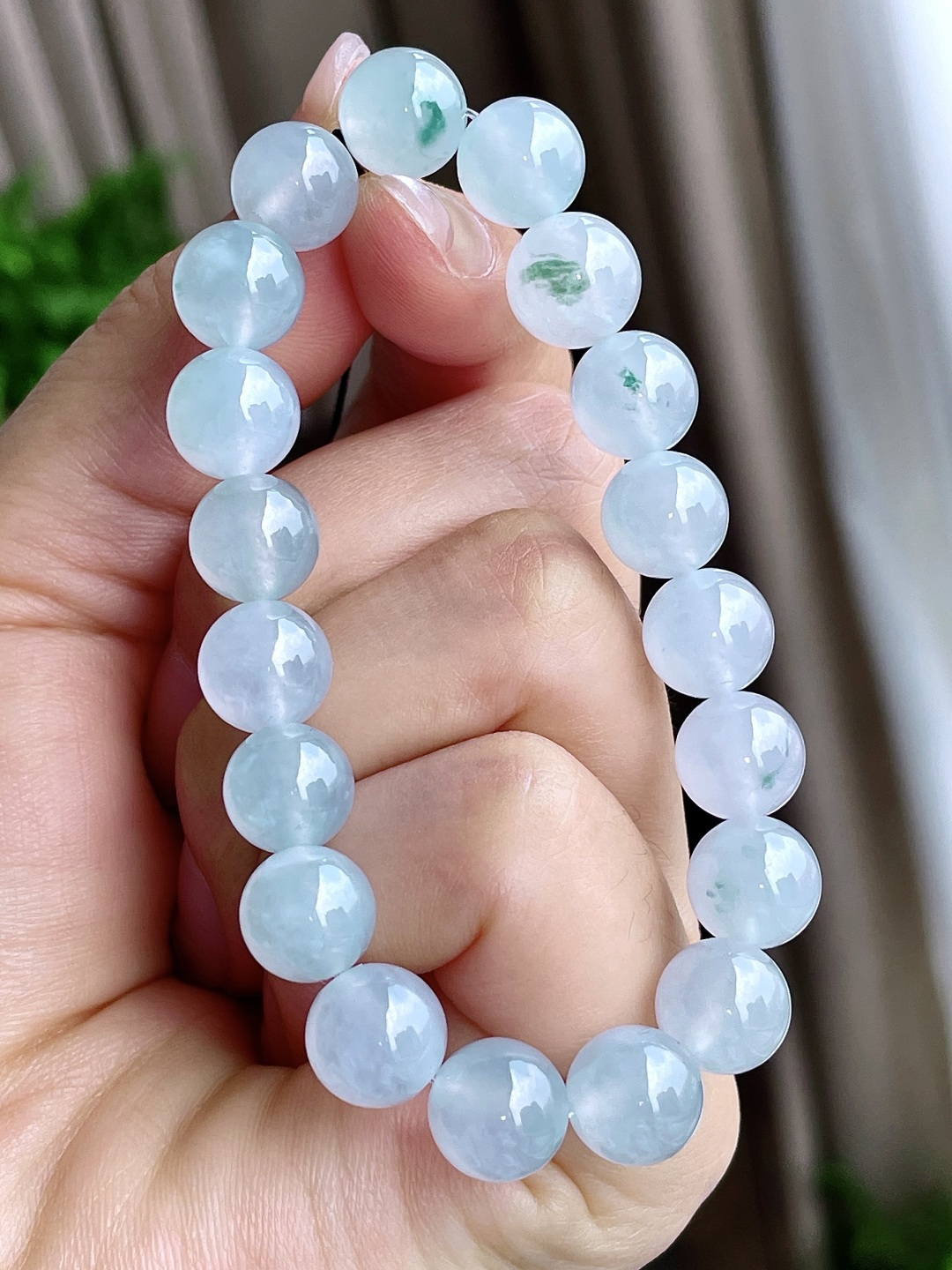 珠子冰飘花手串圆珠珠子手串,性比高,尺寸9.7mm,重量32.7克