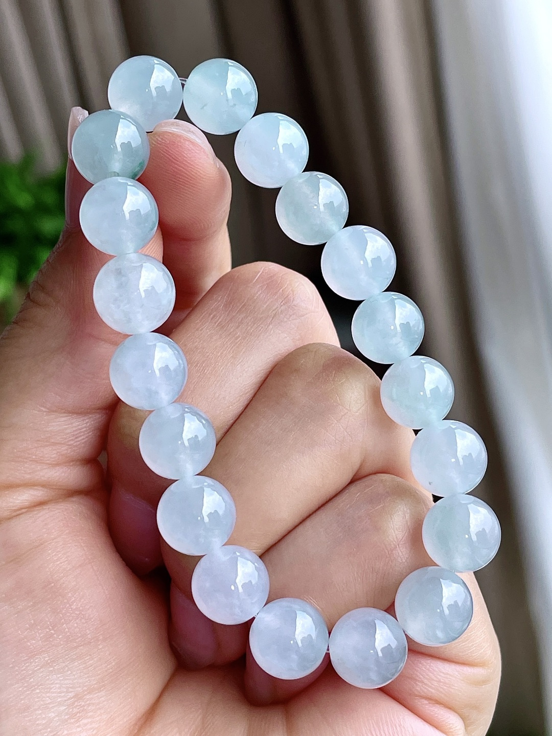 珠子冰飘花手串圆珠珠子手串,性比高,尺寸9.7mm,重量32.7克