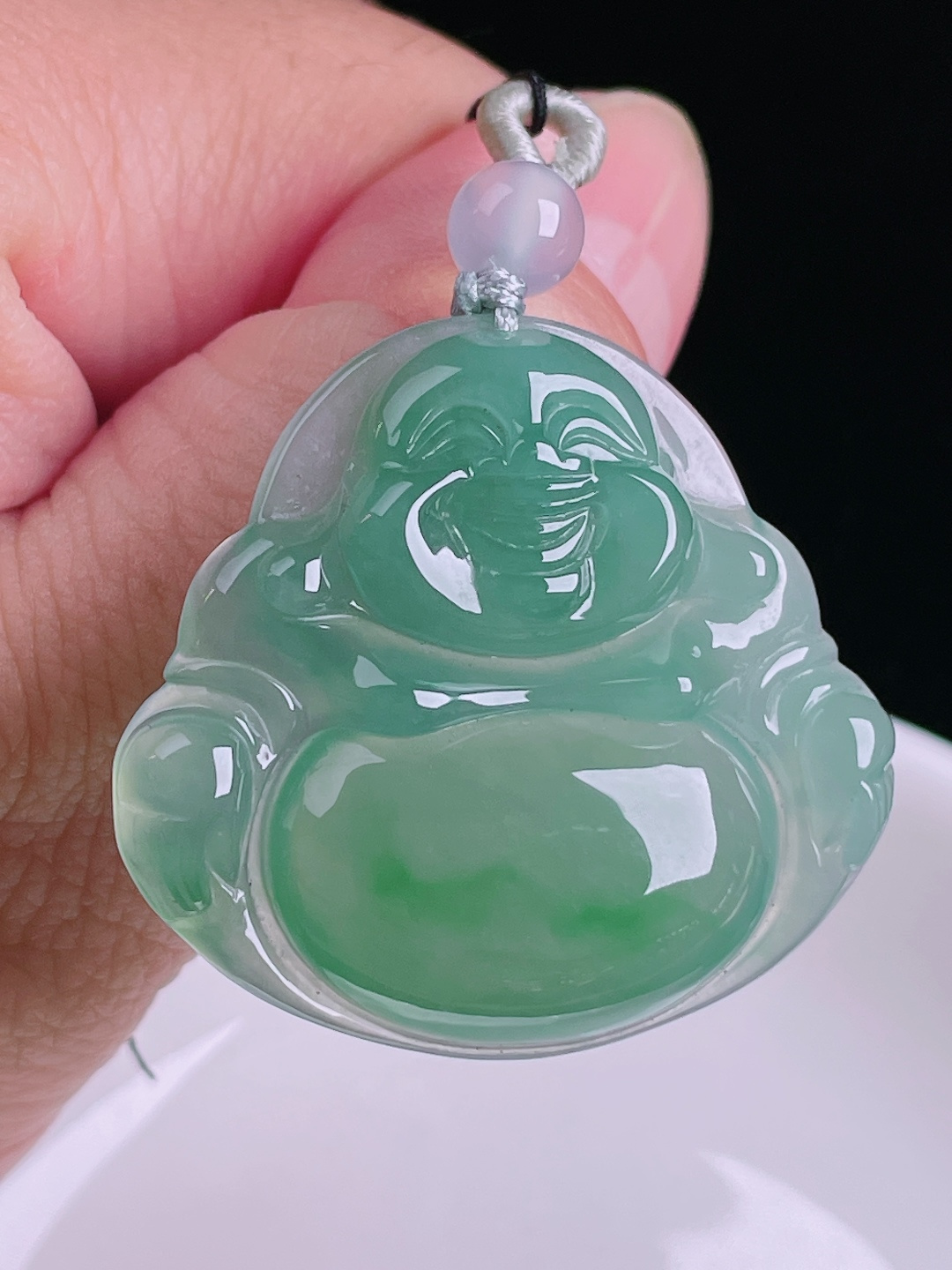 冰绿佛公，老种起光，细底通透，尺寸：33.2/36.3/6.4mm0829