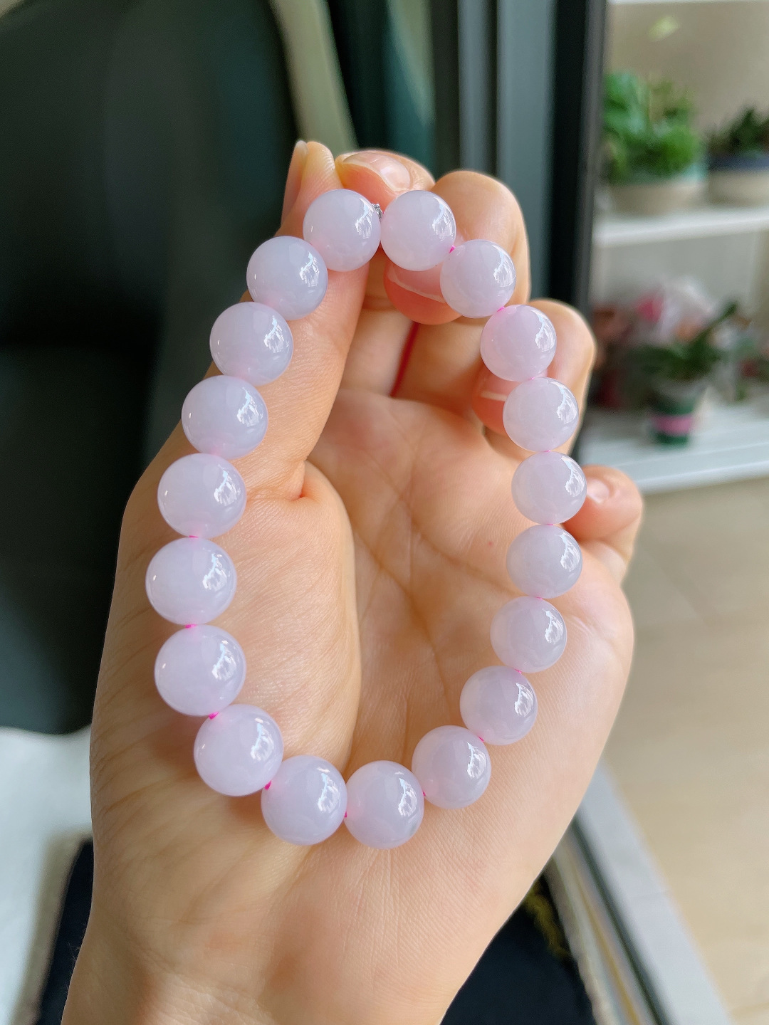️，缅甸天然翡翠A货，冰手串，尺寸：10mm。【编4101】