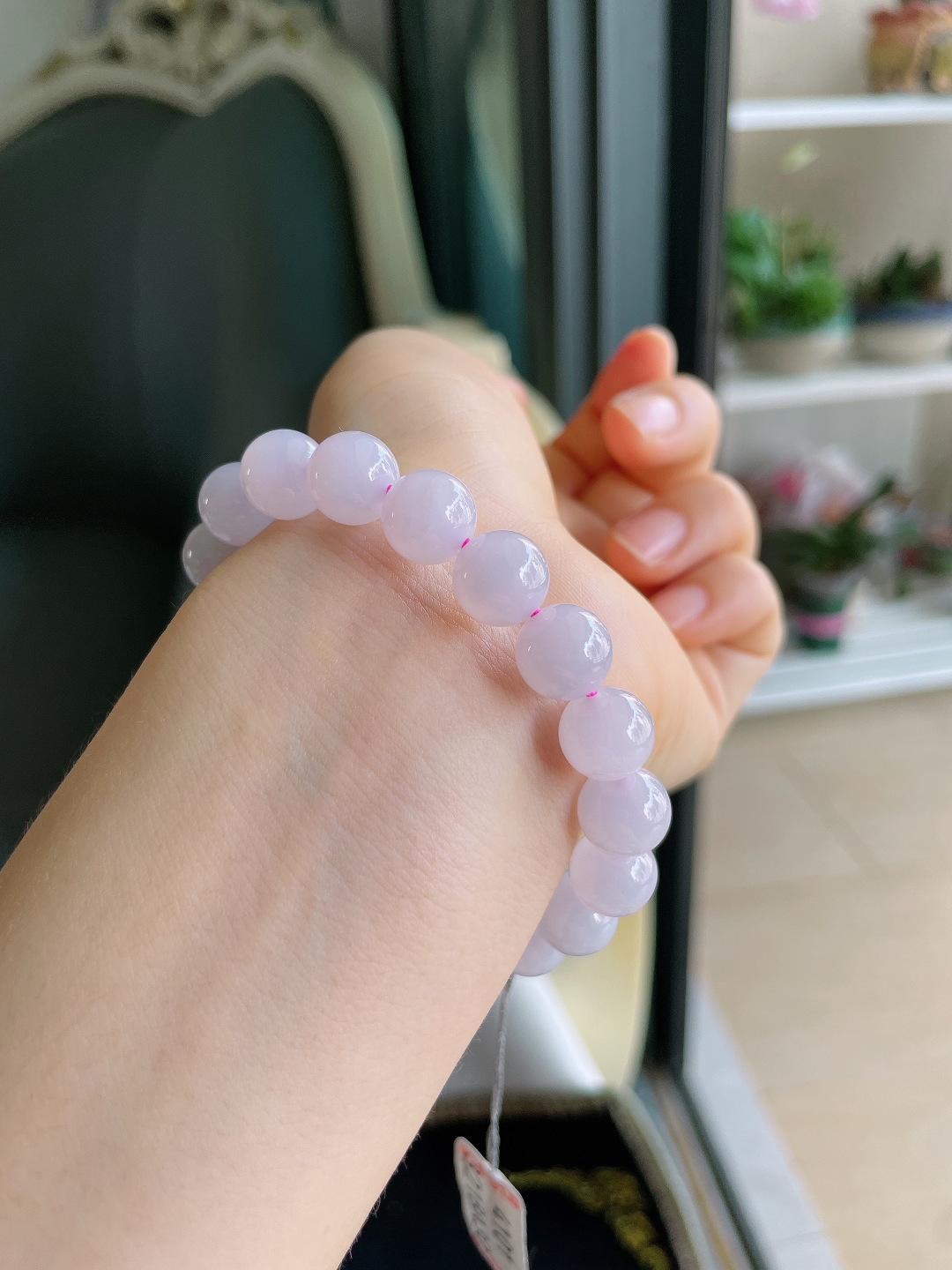 缅甸天然翡翠A货，冰紫罗兰手串，尺寸：10mm。【编4101】
