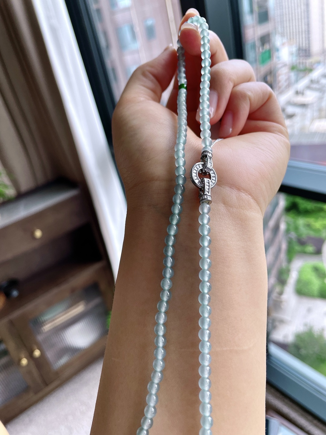 珠子冰晴水珠链圆珠珠子珠链， 性比高，尺寸4.3mm，29cm，重量21.4克