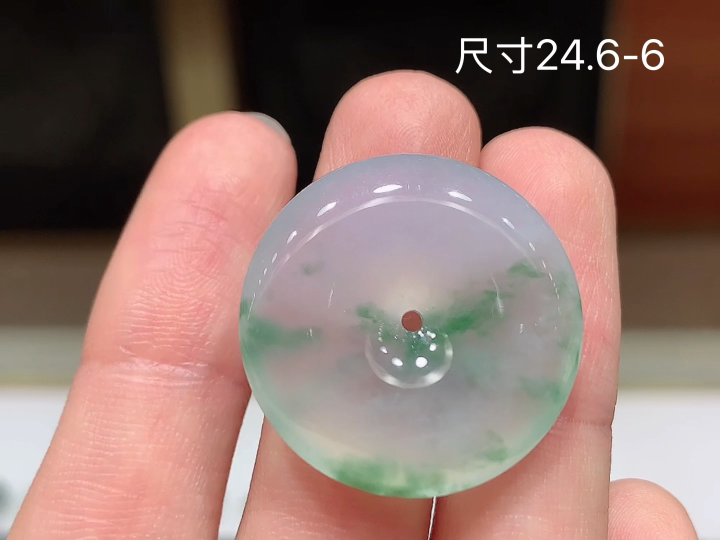 冰飘花平安扣,老坑冰透 种老水足 水润光泽,性比高,无裂,尺寸看图,24.6-6