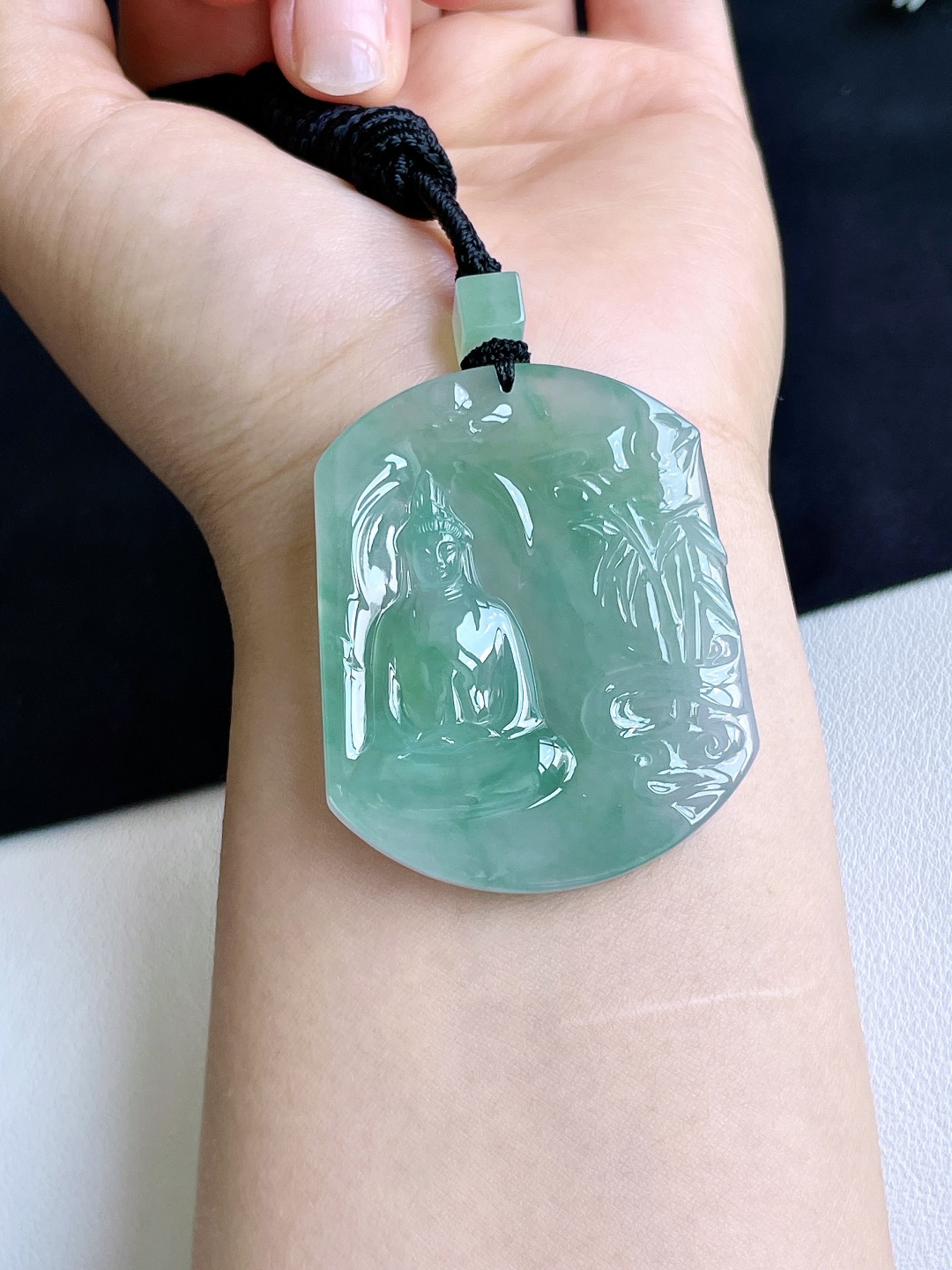 冰晴水观音竹林观音牌吊坠,性比高