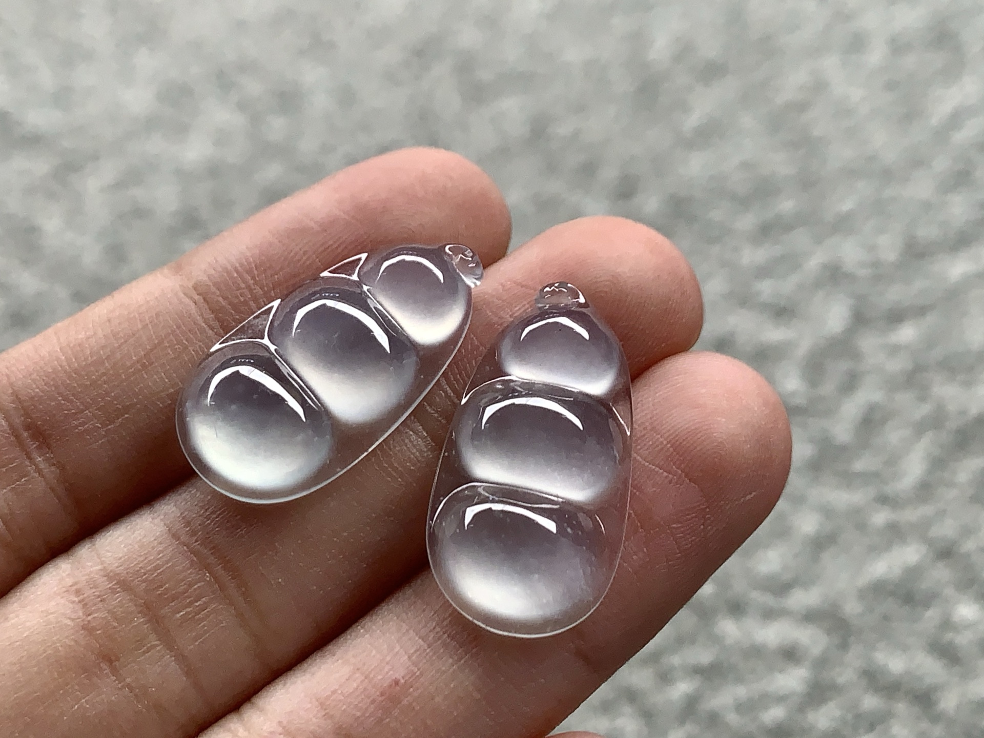 ️ 冰种福豆一对，尺寸：22.2×10.8×3.5/22.4×12×3.6