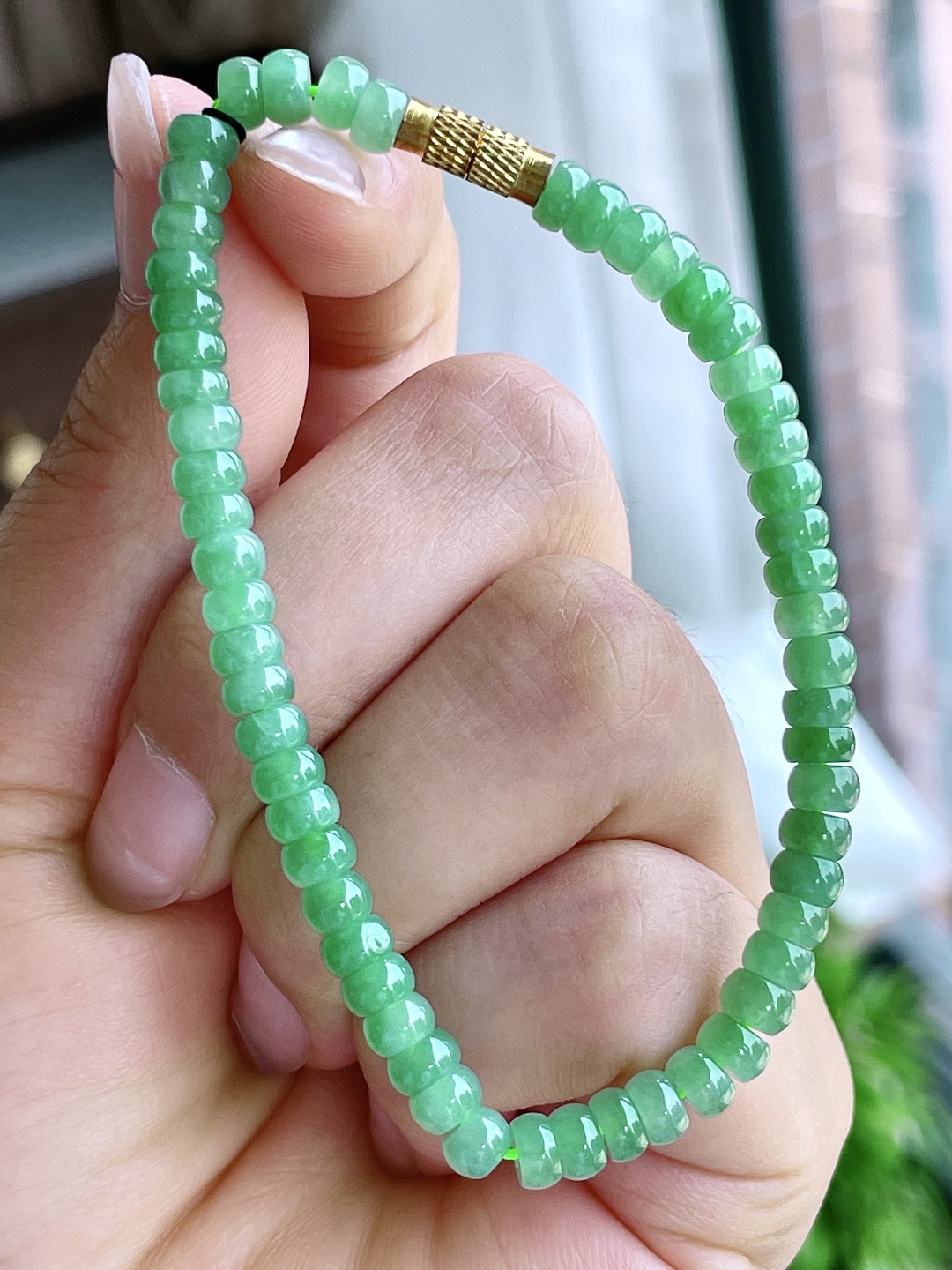 冰晴绿手串算盘珠珠子手串,性比高,尺寸5-3mm,重量11克