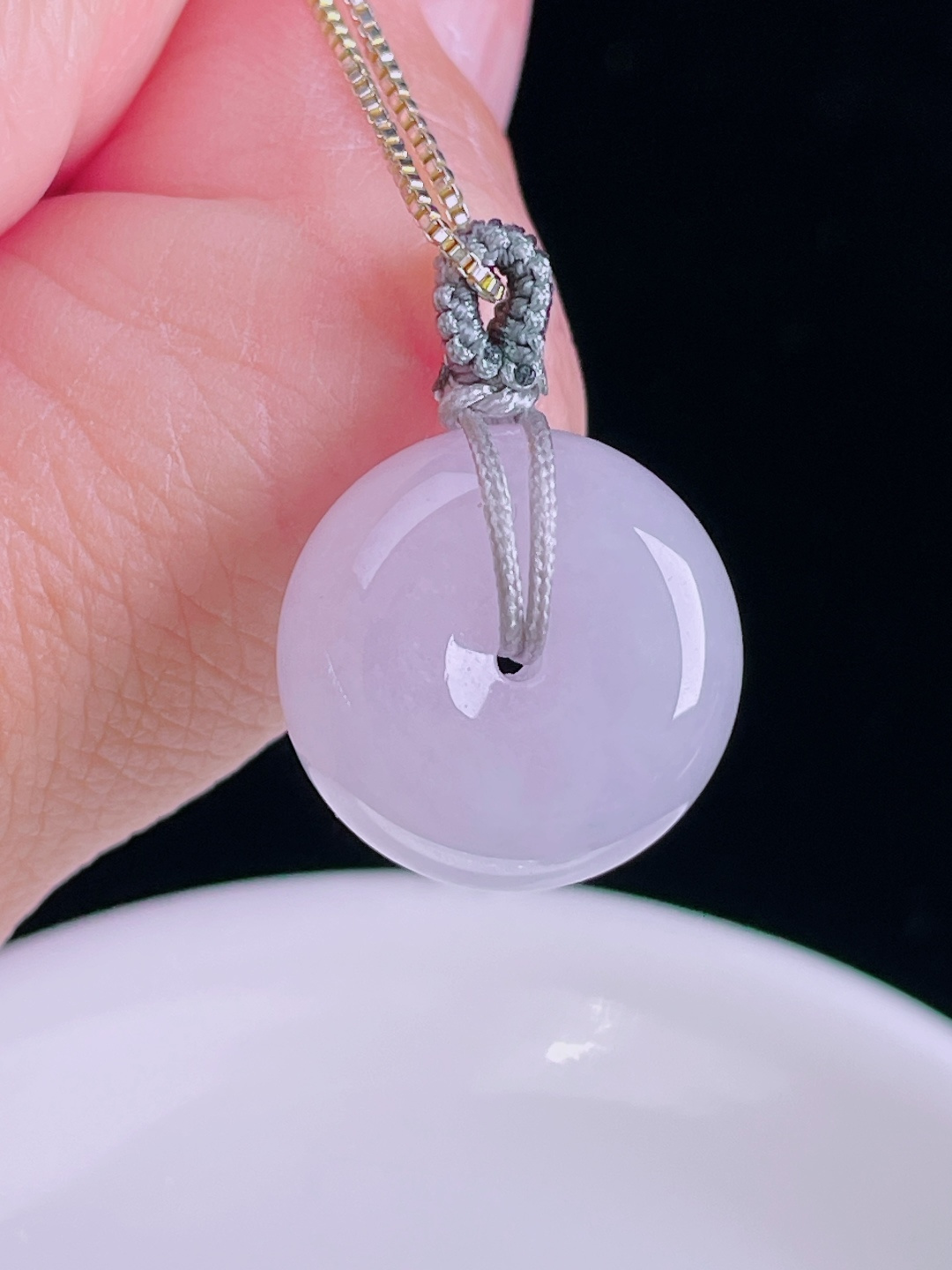 冰紫平安扣，老种起光，细底通透，尺寸：17.9/8.7mm0829