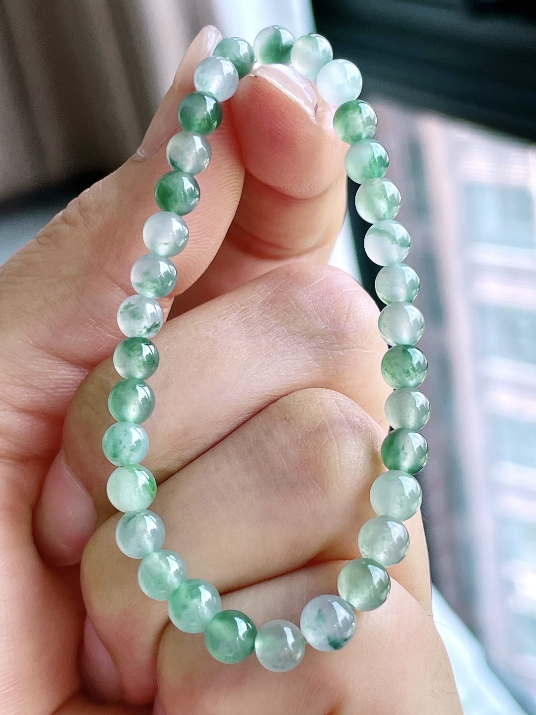 珠子冰飘花手串圆珠珠子手串,性比高,尺寸5.3mm,重量7.8克