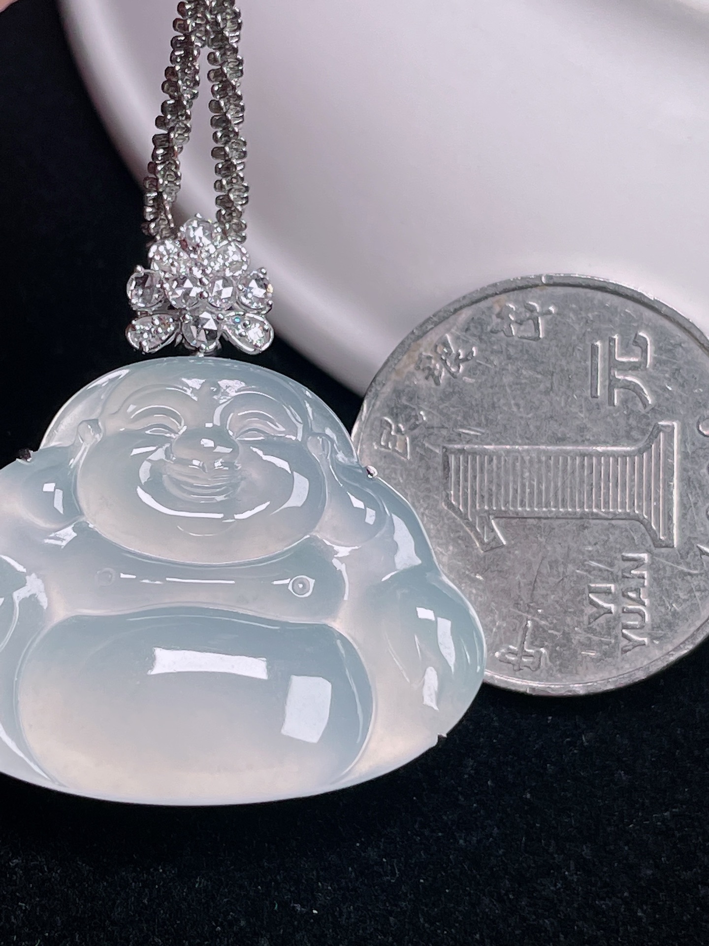 ️ 玻璃种大佛 通透无比 飘雪花棉 整体：32.9/32/8 裸石：24.3/32