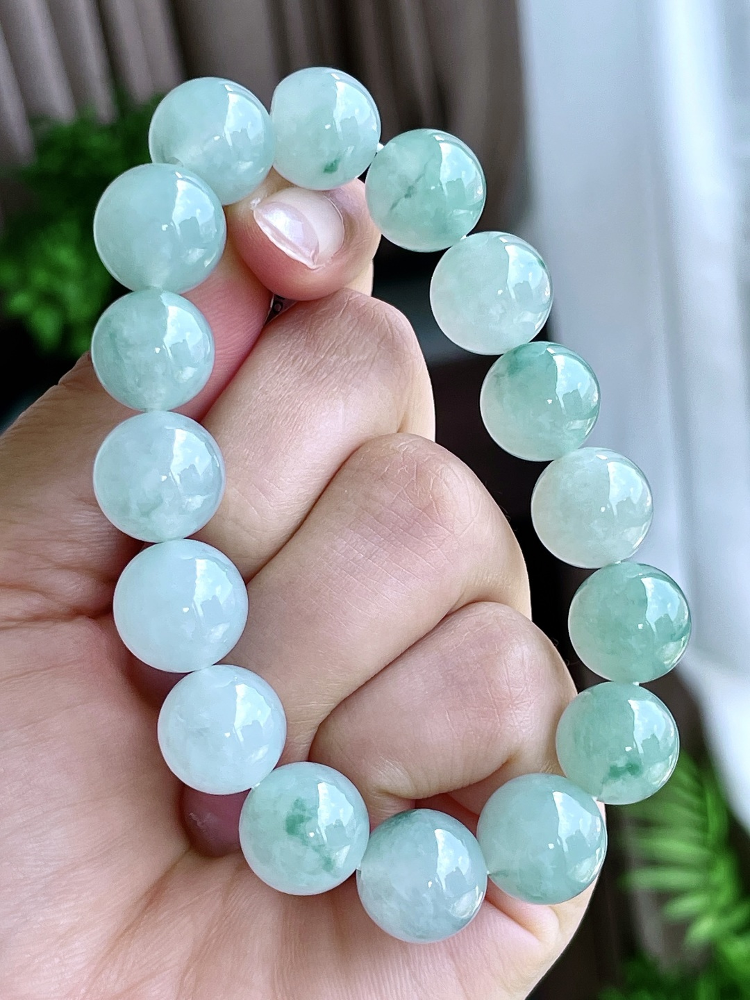 珠子冰飘花手串圆珠珠子手串,性比高,尺寸12.8mm,重量59.7克