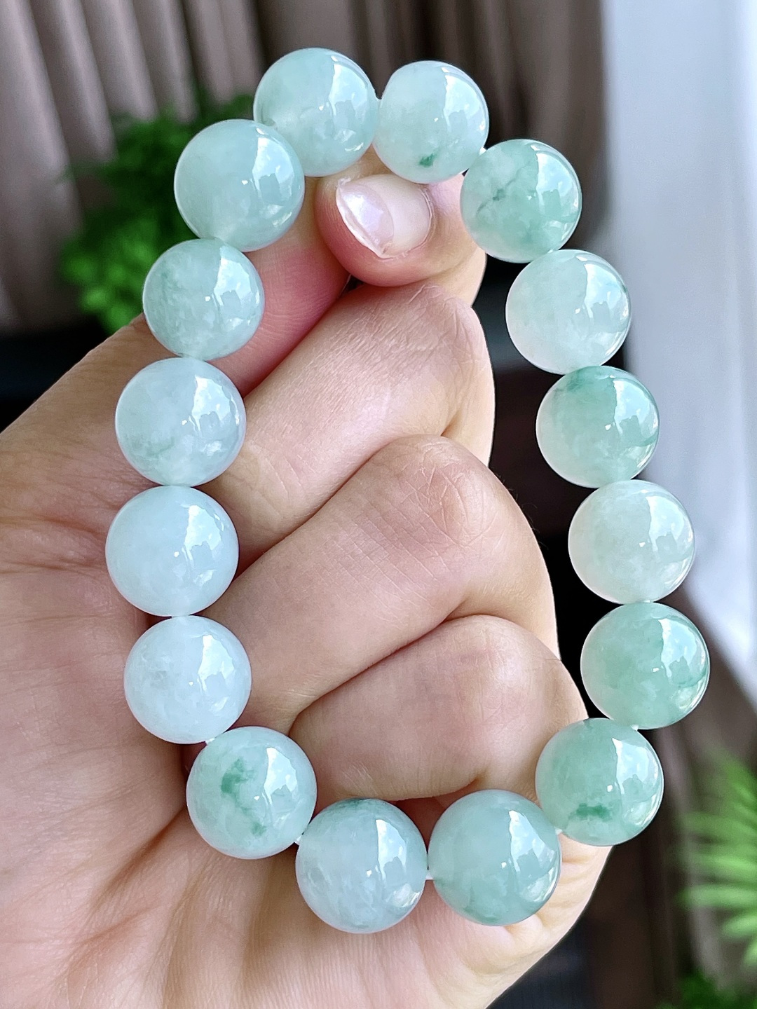 珠子冰飘花手串圆珠珠子手串,性比高,尺寸12.8mm,重量59.7克