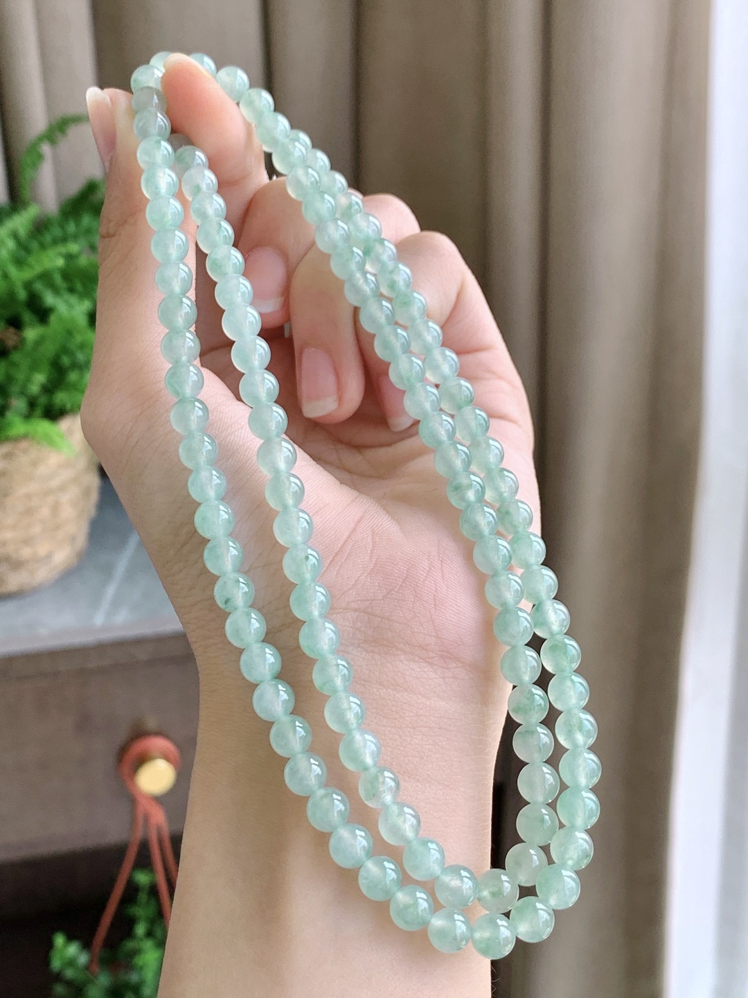 珠子冰晴水珠链圆珠子珠链,说明性比高,尺寸5.8mm，33cm,重量42.6克