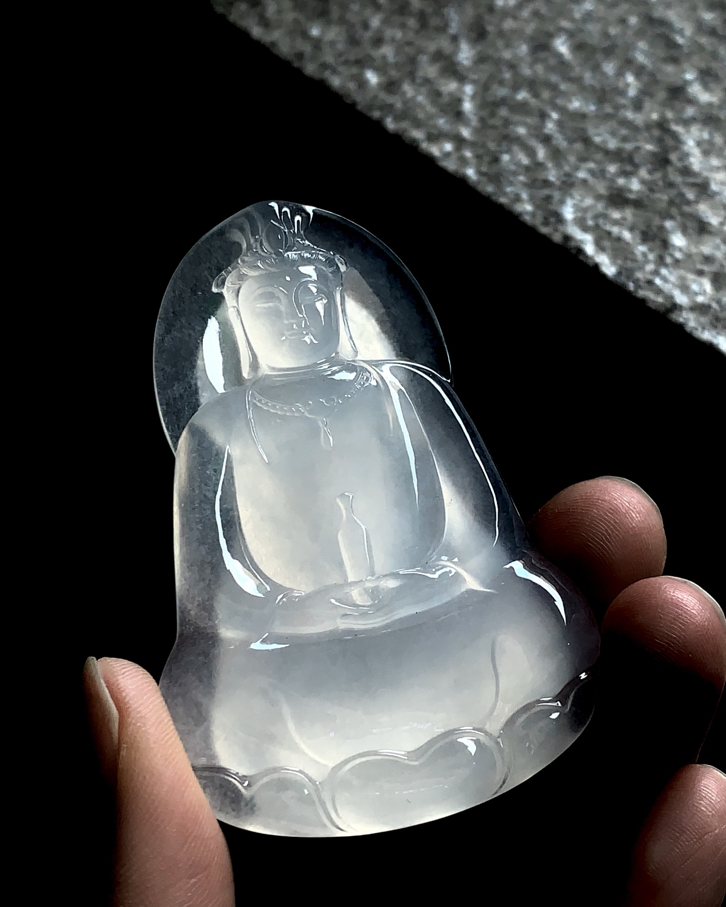 冰种观音，尺寸：63.8×43×5.5