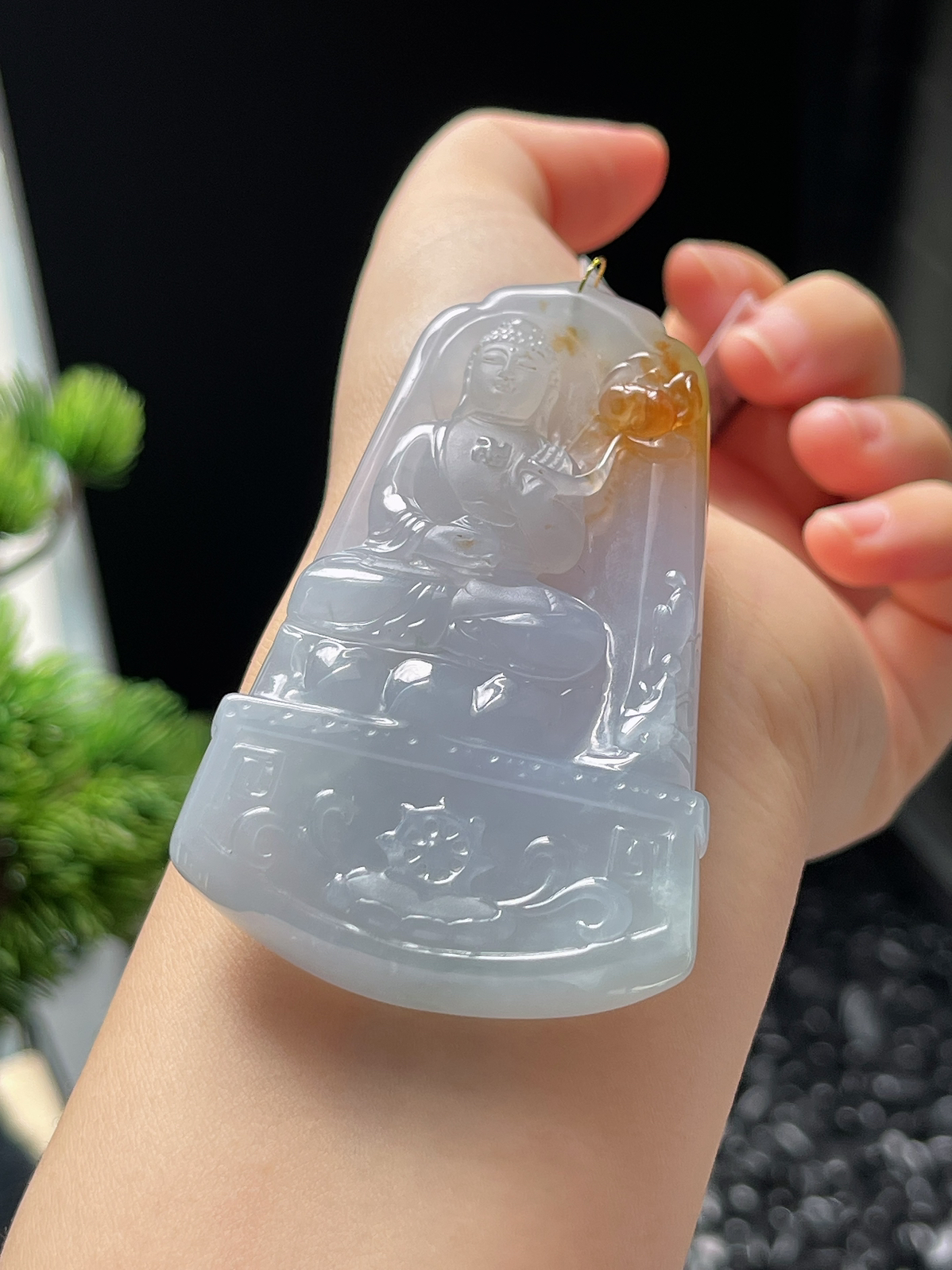 翡翠冰糯种黄色吊坠
