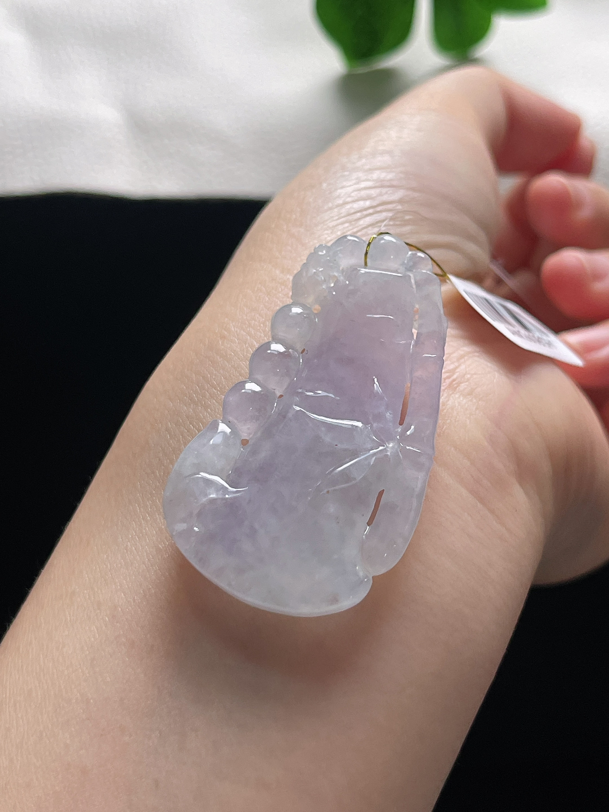 翡翠冰糯种淡紫色节节高挂件