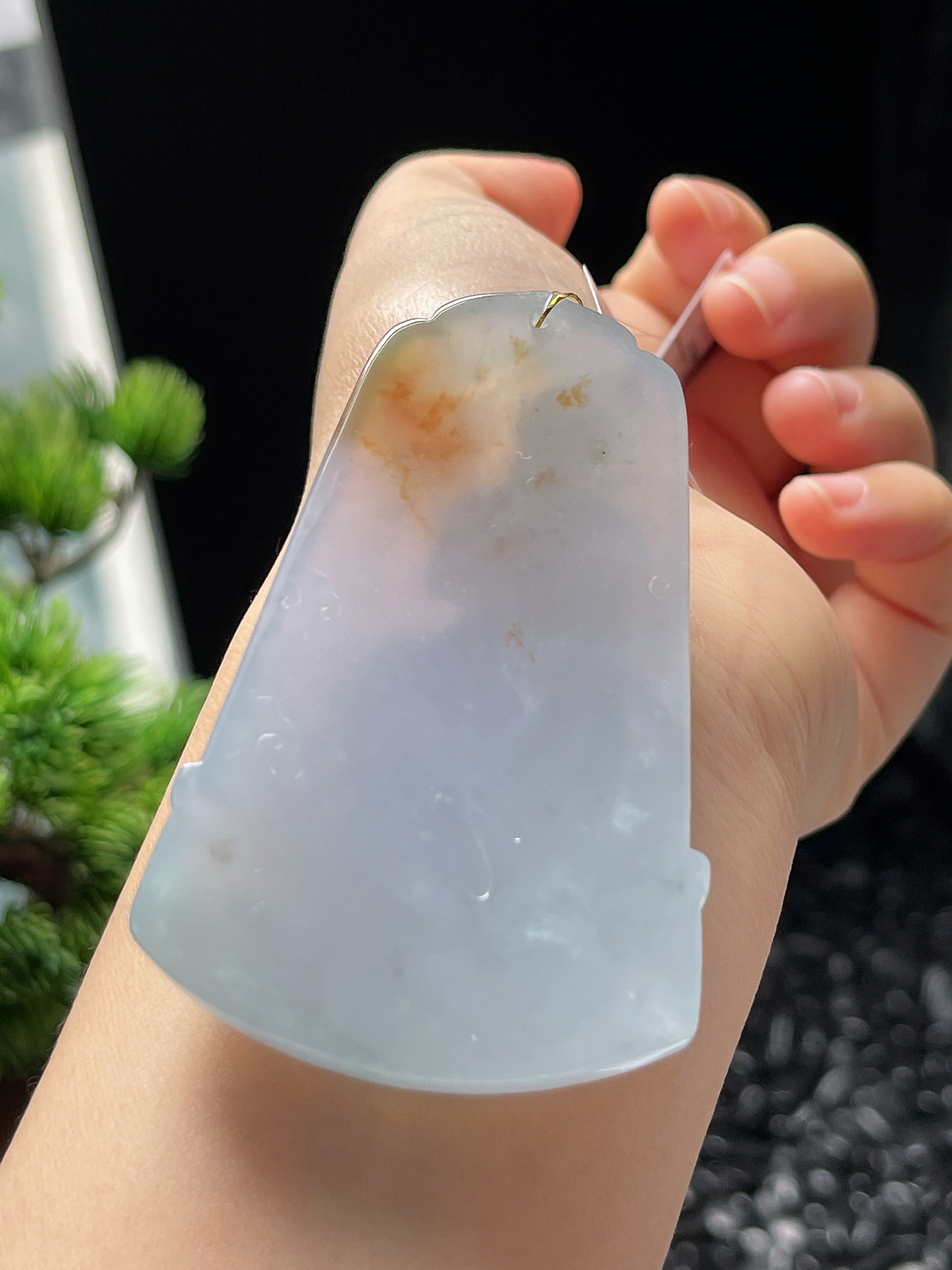 翡翠冰糯种黄色吊坠