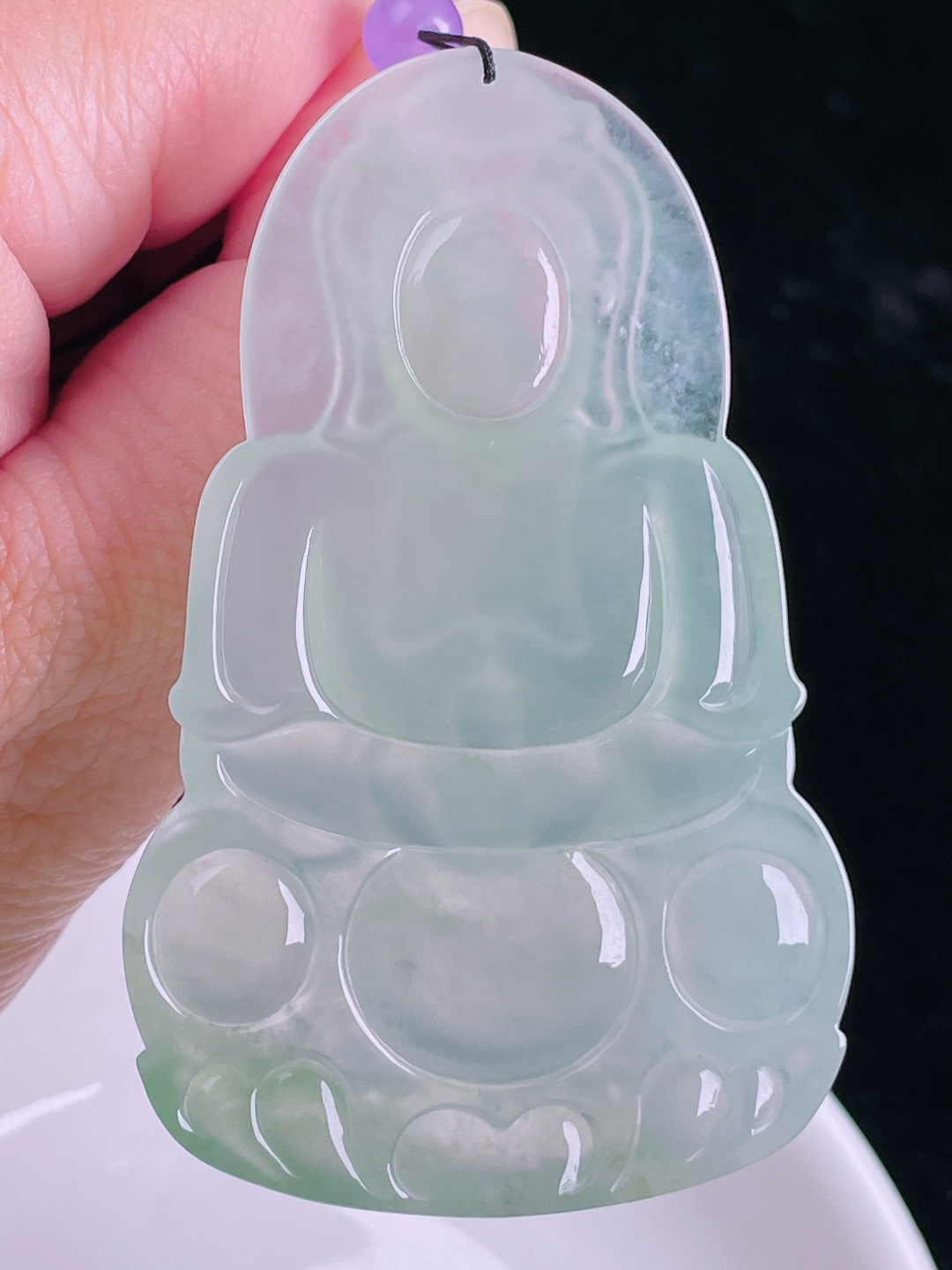 冰种观音，老种起光，细底通透，尺寸：68.5/4.3/6.5mm0829