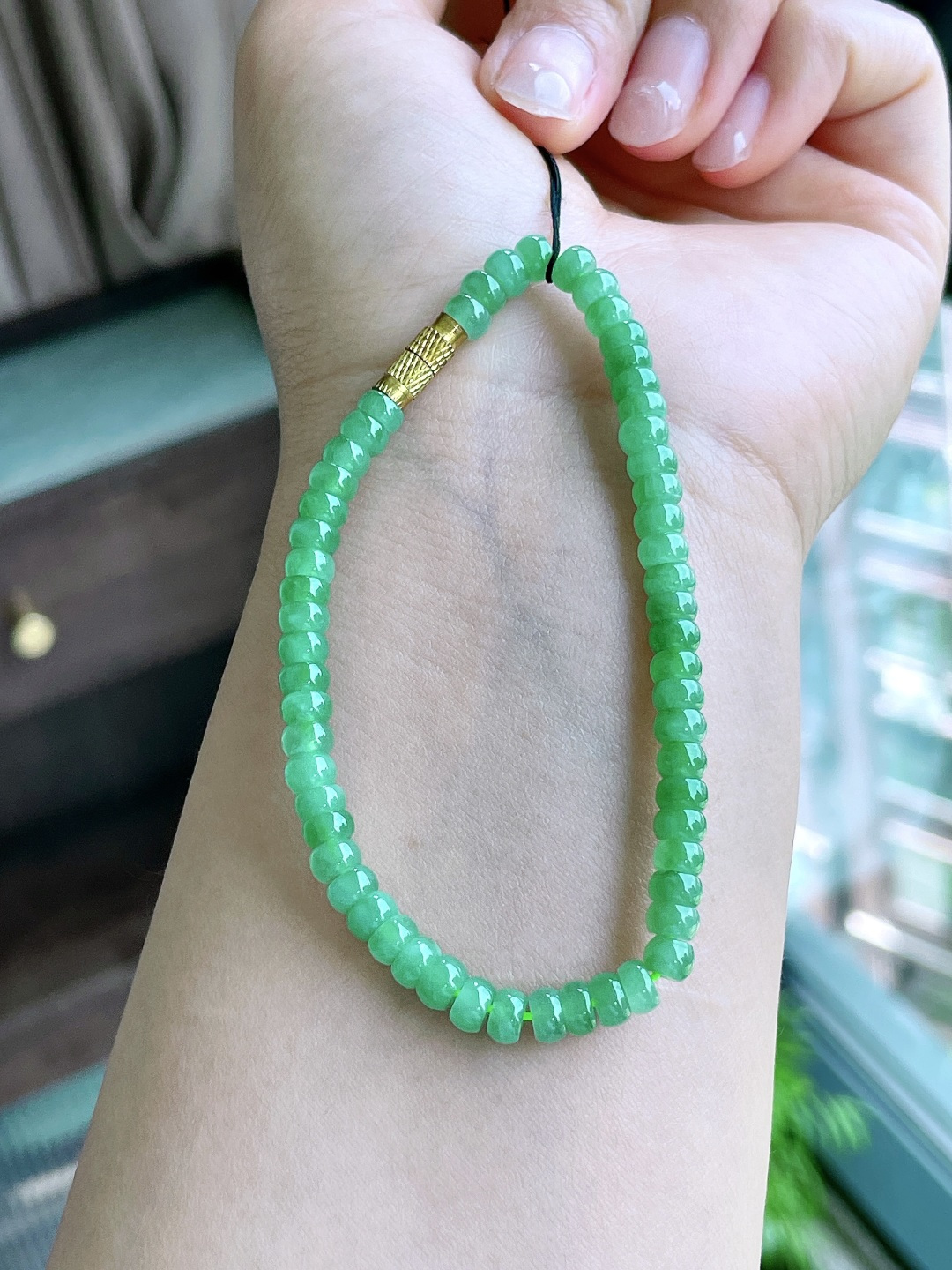 冰晴绿手串算盘珠珠子手串,性比高,尺寸5-3mm,重量11克
