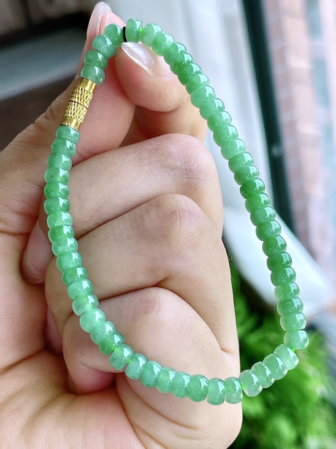 冰晴绿手串算盘珠珠子手串,性比高,尺寸5-3mm,重量11克