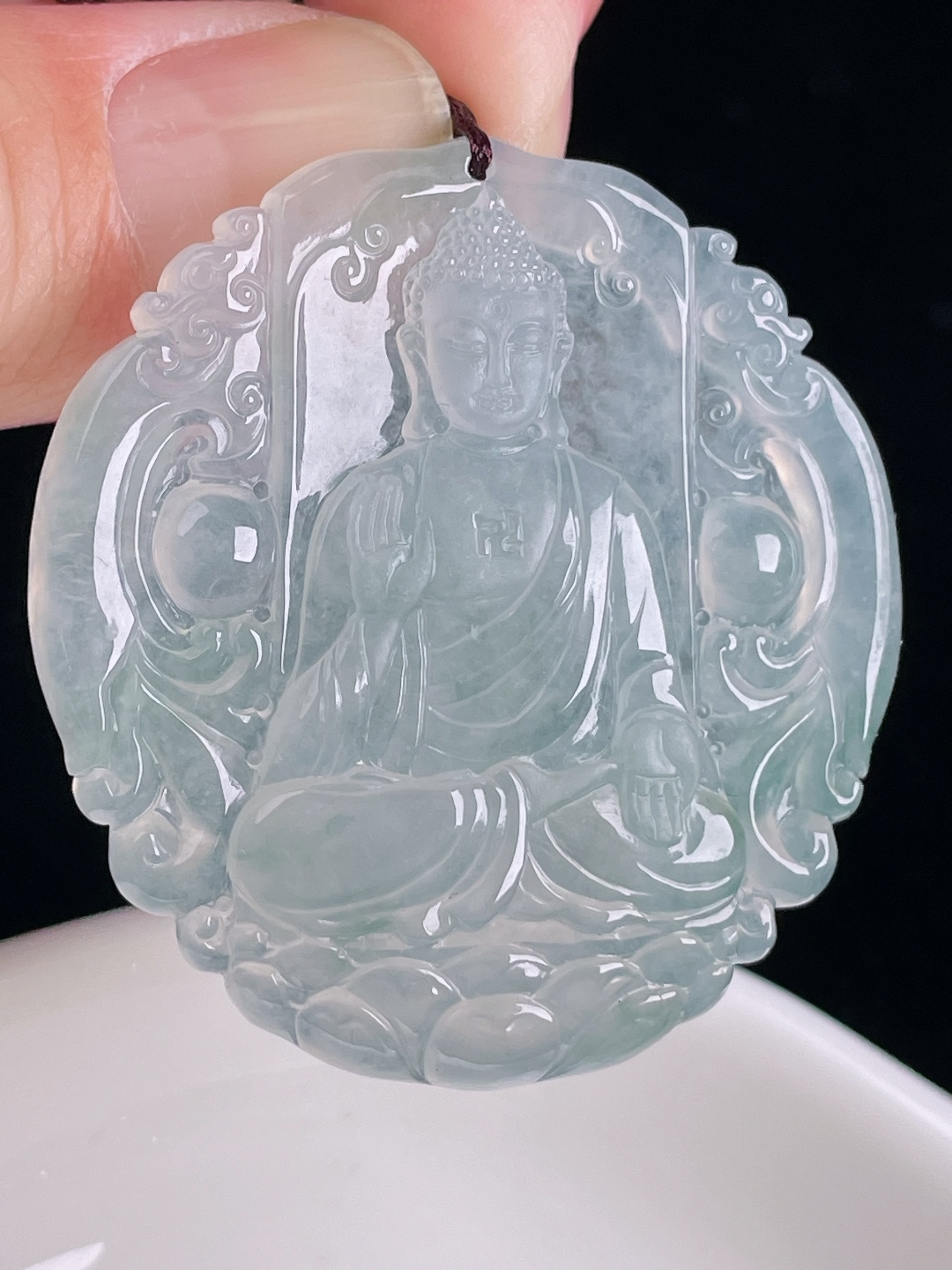 大日如来阿弥陀佛，老种起光，细底通透，尺寸：47.8/44.3/6mm0829