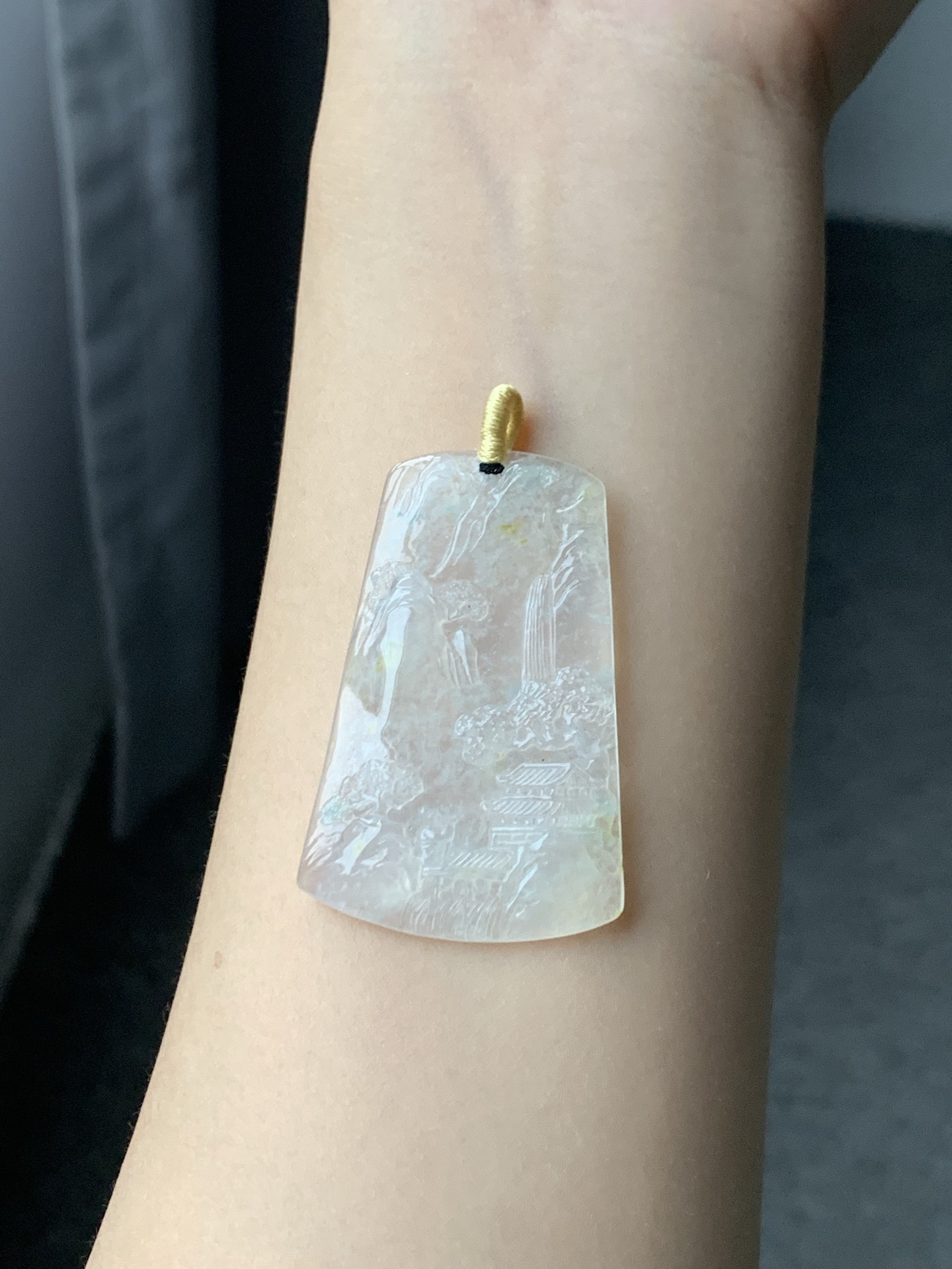 冰飘花山水牌,细腻飘花,透亮底子,尺寸45.6-29.4-5.1【D7836BEK】