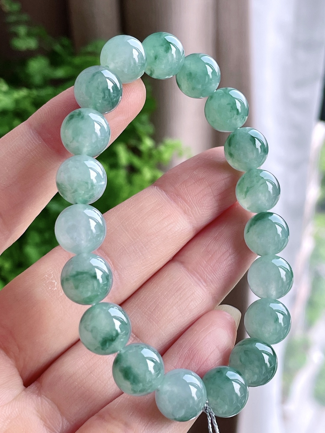 【珠子】冰飘花手串圆珠珠子手串【说明】性比高【尺寸】9.9mm【重量】33.5克