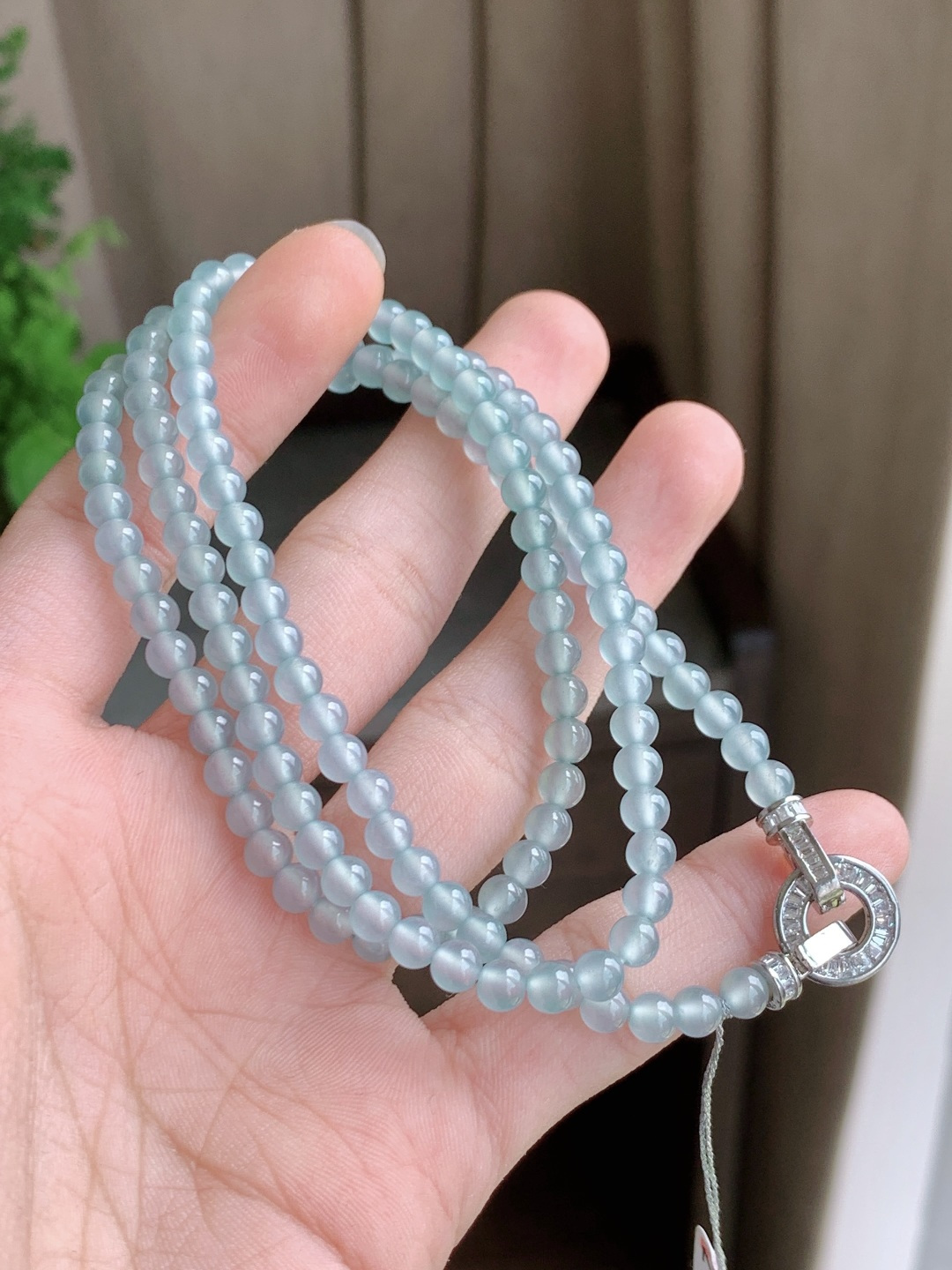 珠子天空蓝珠链圆珠子珠链,  性比高, 尺寸4.3mm，29cm, 重量21.4克