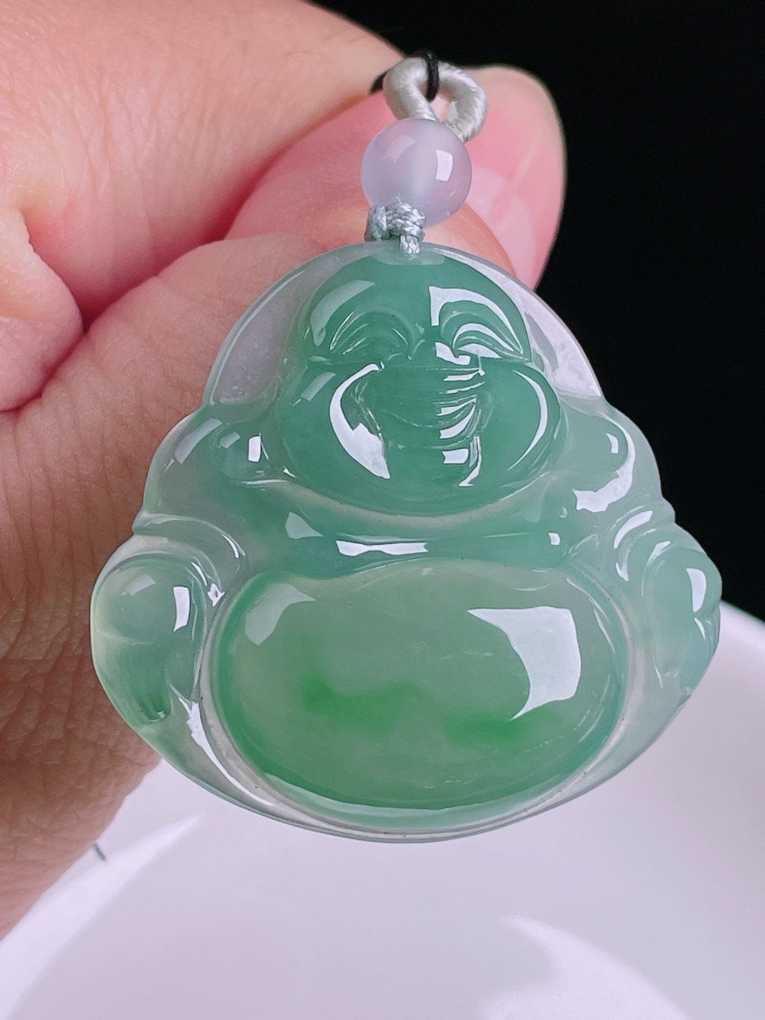 冰绿佛公，老种起光，细底通透，尺寸：33.2/36.3/6.4mm0829