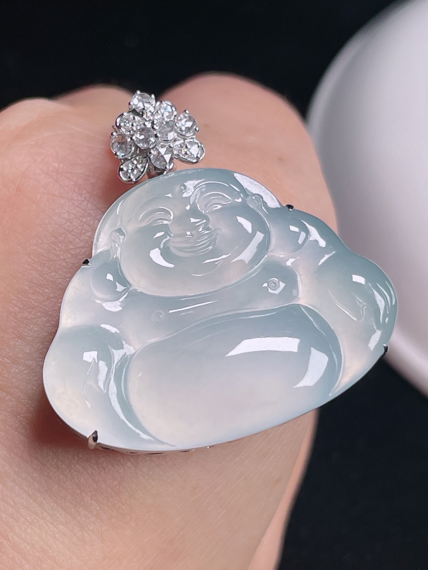️ 玻璃种大佛 通透无比 飘雪花棉 整体：32.9/32/8 裸石：24.3/32
