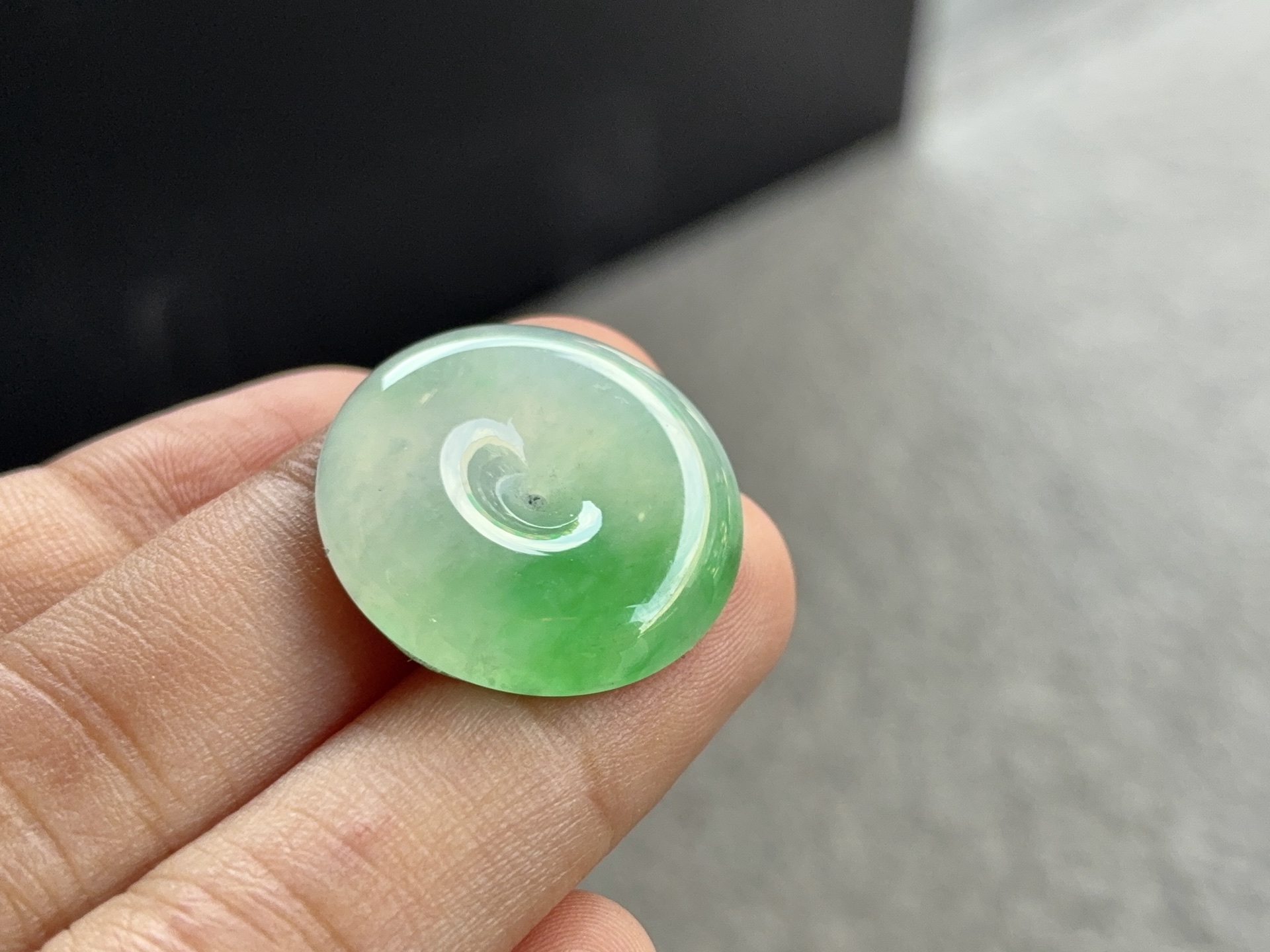 飘绿平安扣，尺寸：20.8×3.8