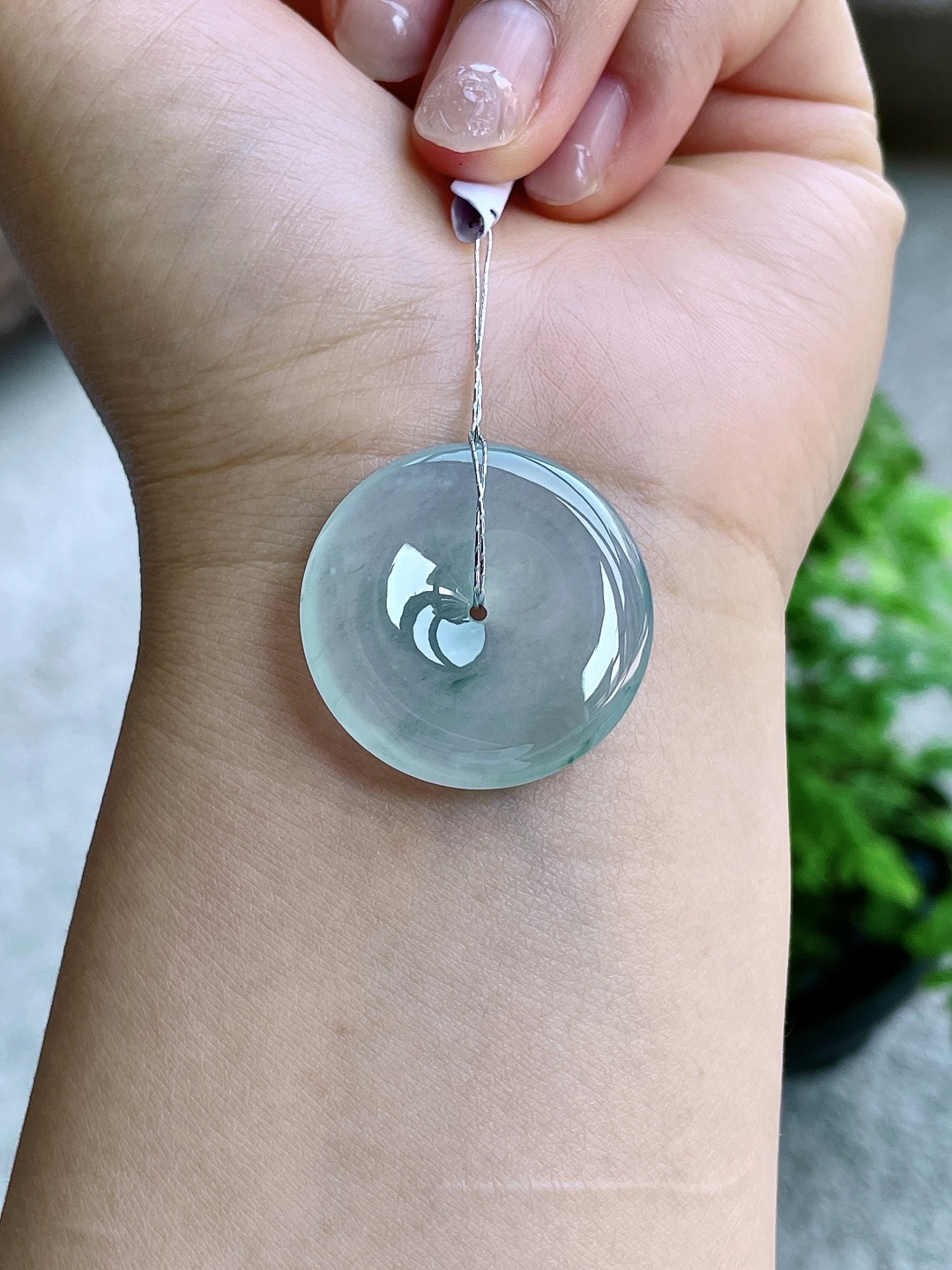 高冰飘花平安扣吊坠,冰透起钢纯净