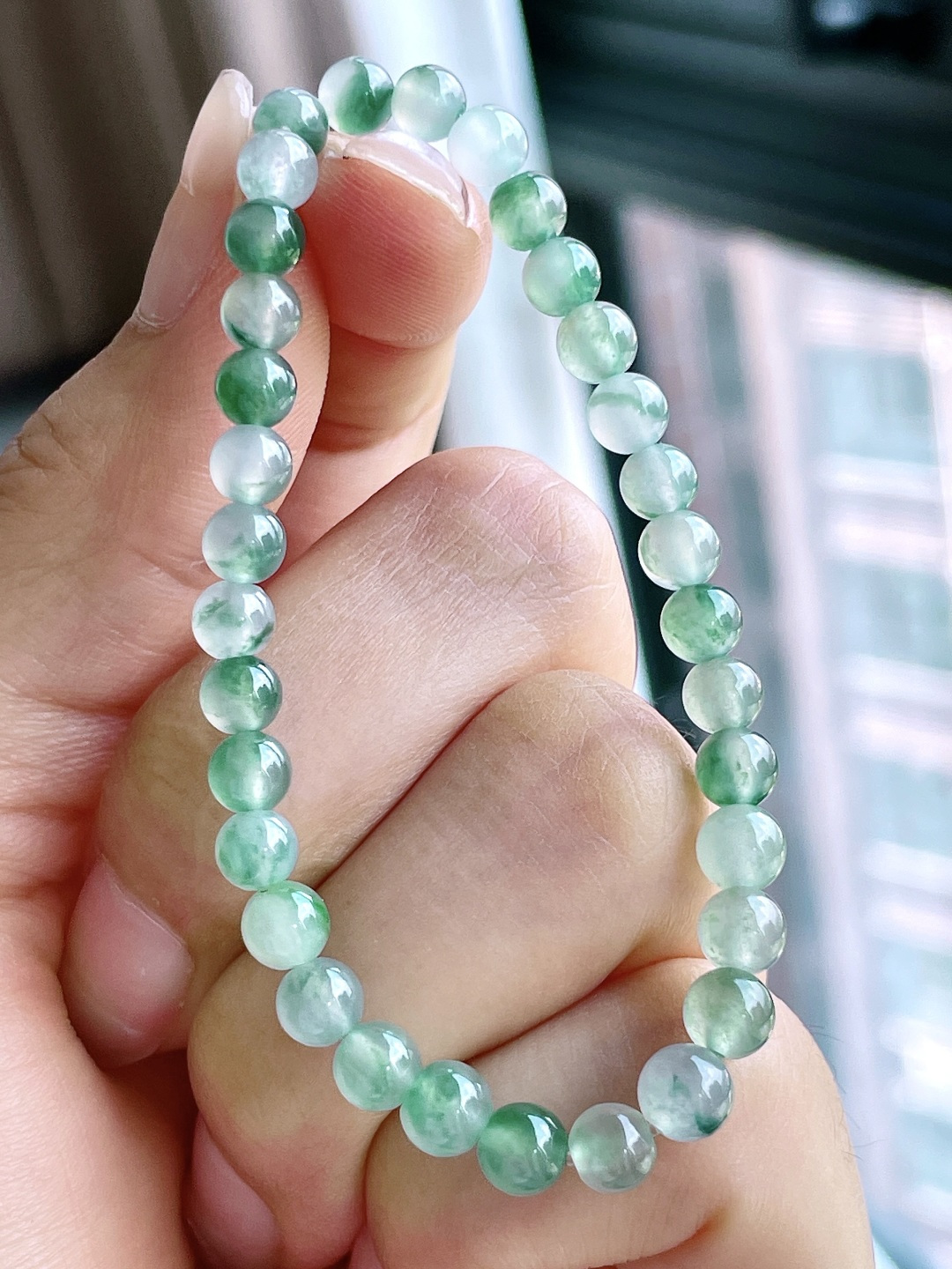 珠子冰飘花手串圆珠珠子手串,性比高,尺寸5.3mm,重量7.8克