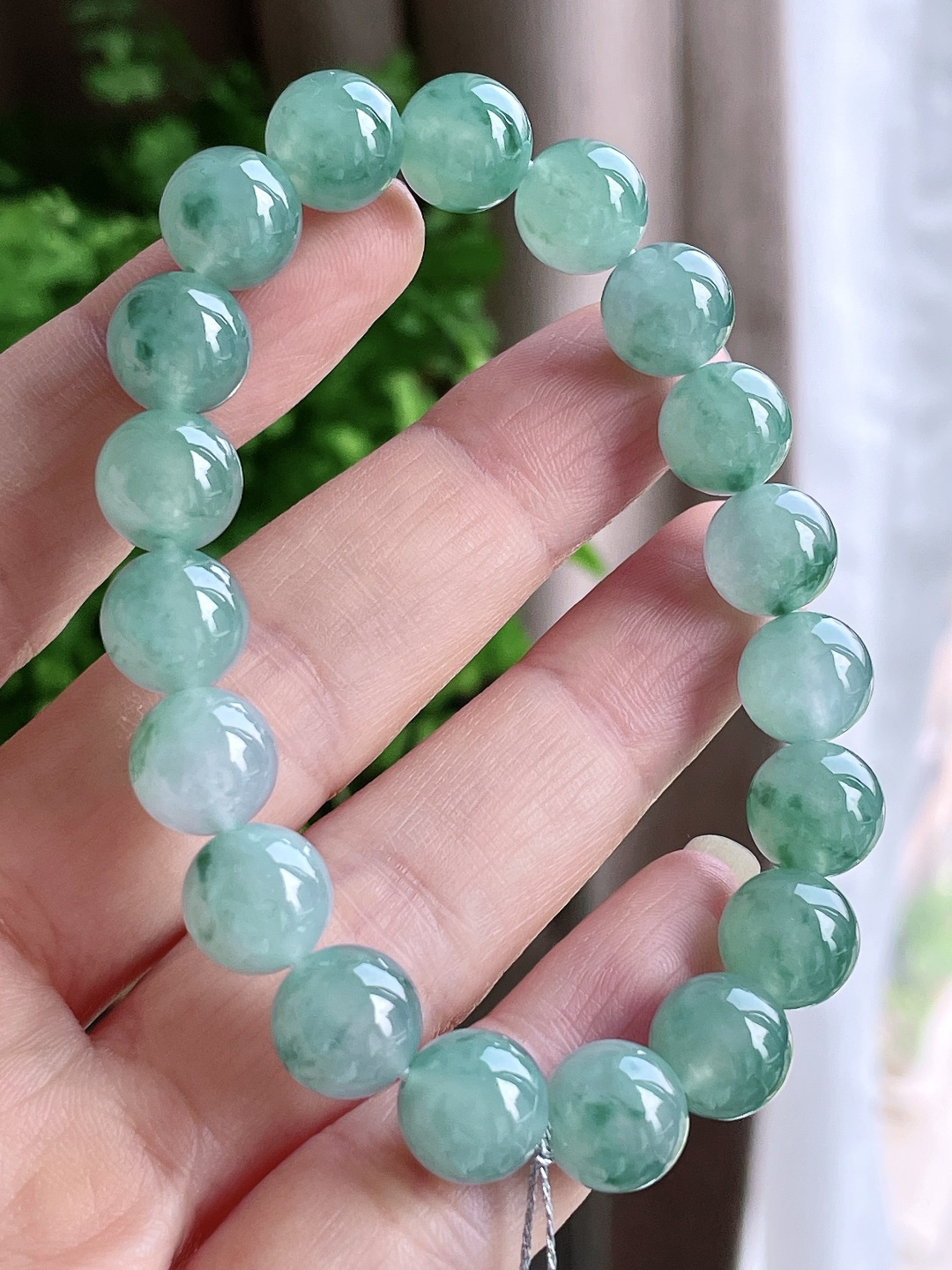【珠子】冰飘花手串圆珠珠子手串【说明】性比高【尺寸】9.9mm【重量】33.5克