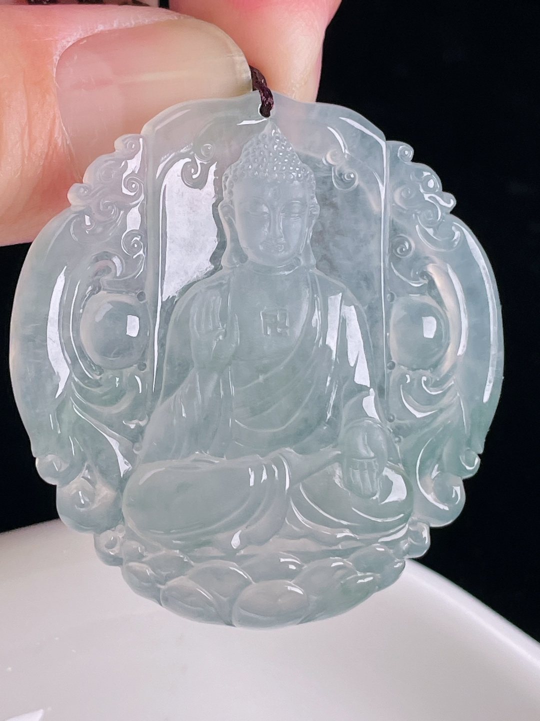 大日如来阿弥陀佛，老种起光，细底通透，尺寸：47.8/44.3/6mm0829