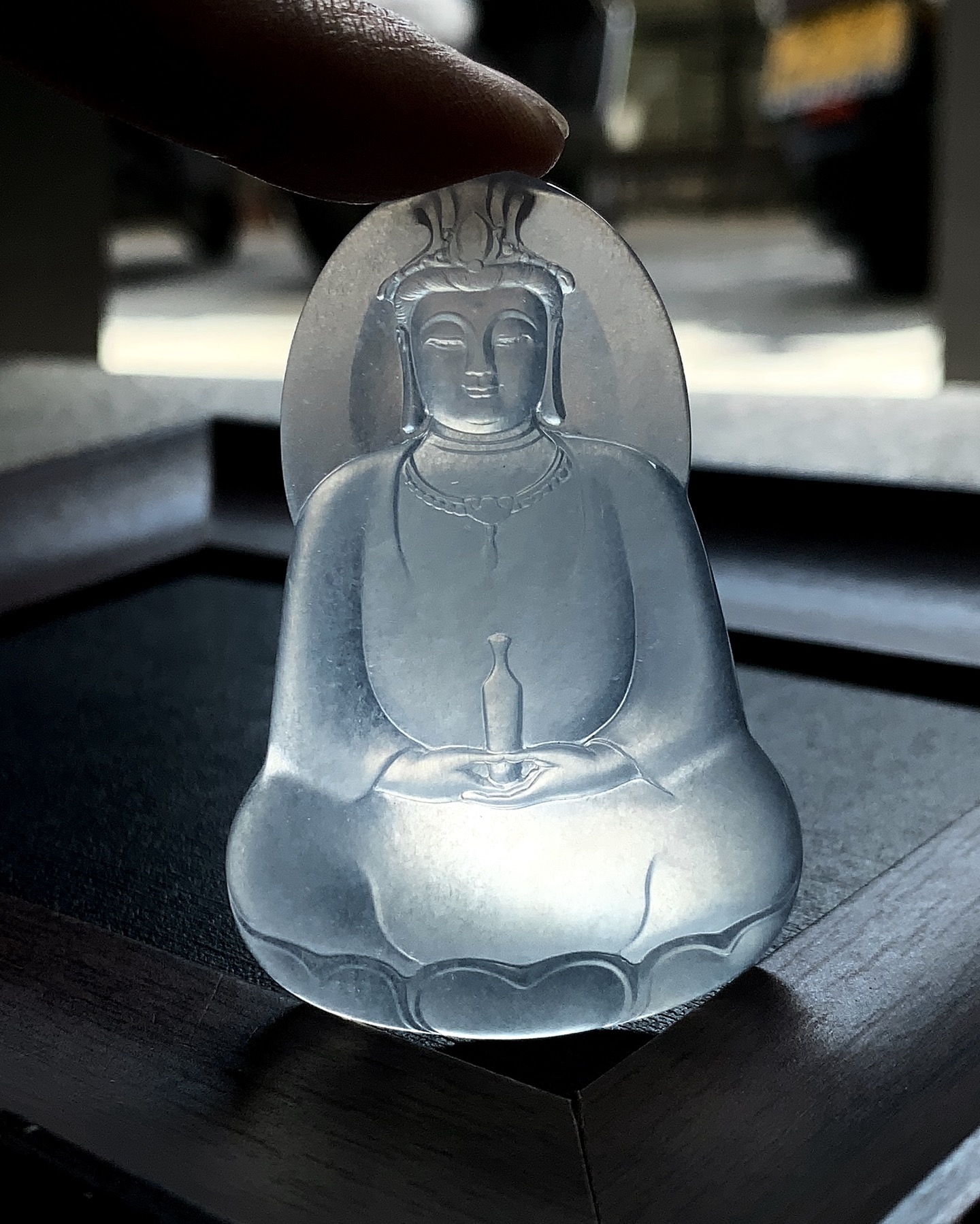 冰种观音，尺寸：63.8×43×5.5