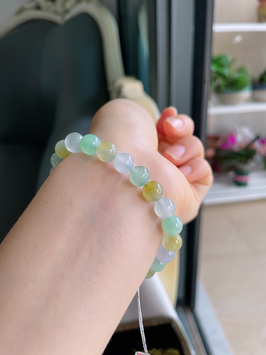 ️，缅甸天然翡翠A货，冰多宝手串，尺寸：8mm。【编3885】