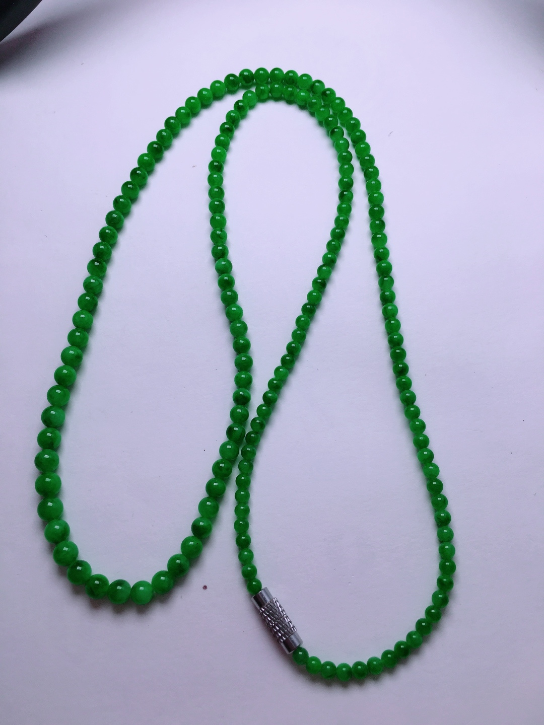 高冰绿珠子项链，晶莹剔透，新颖时尚，2.8-4.7