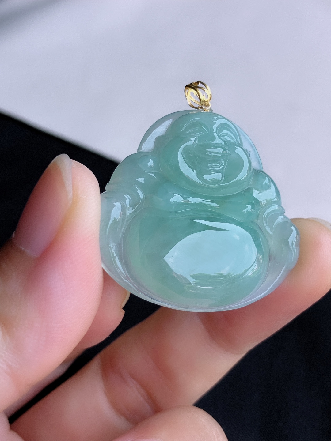底色弥勒佛，晶莹剔透，尺寸35/32/6.3/自然光实拍