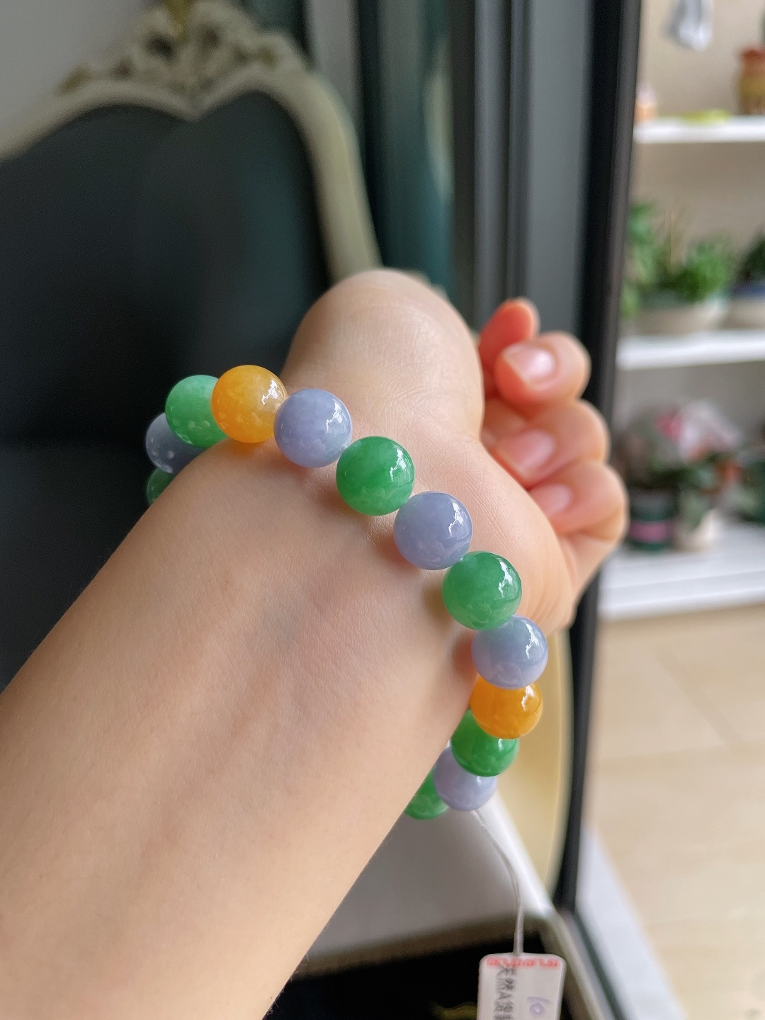 ️，缅甸天然翡翠A货，冰多宝手串，尺寸：10mm。【编4568】